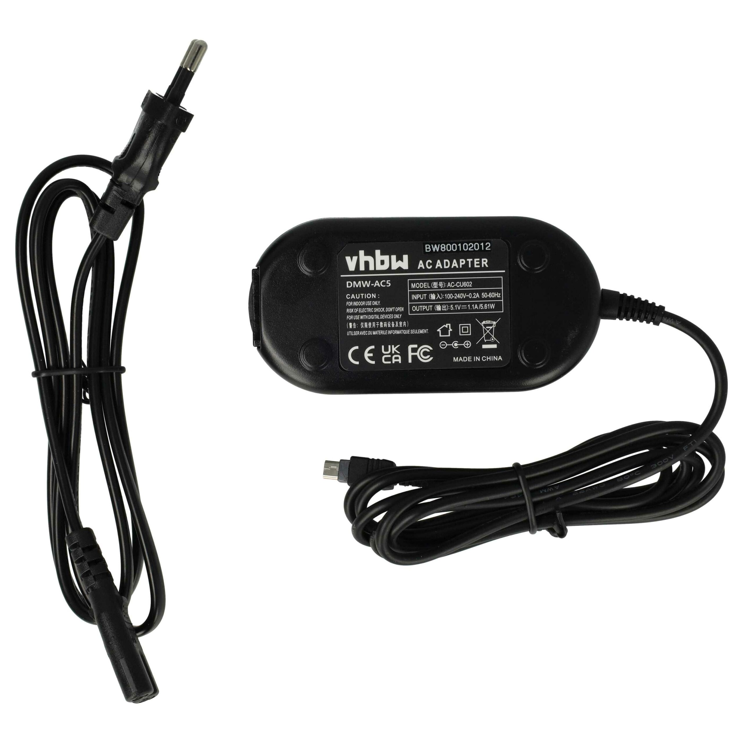 Adaptador de Alimentação vhbw para Câmara Panasonic DMW-AC5 - 2 m, 5.1 V 1.1 A - Image 4