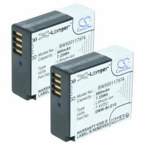 2x Bateria vhbw compatível com Leica BP-DC15E, BP-DC15 - 980mAh, 7.4V, Li-Ion
