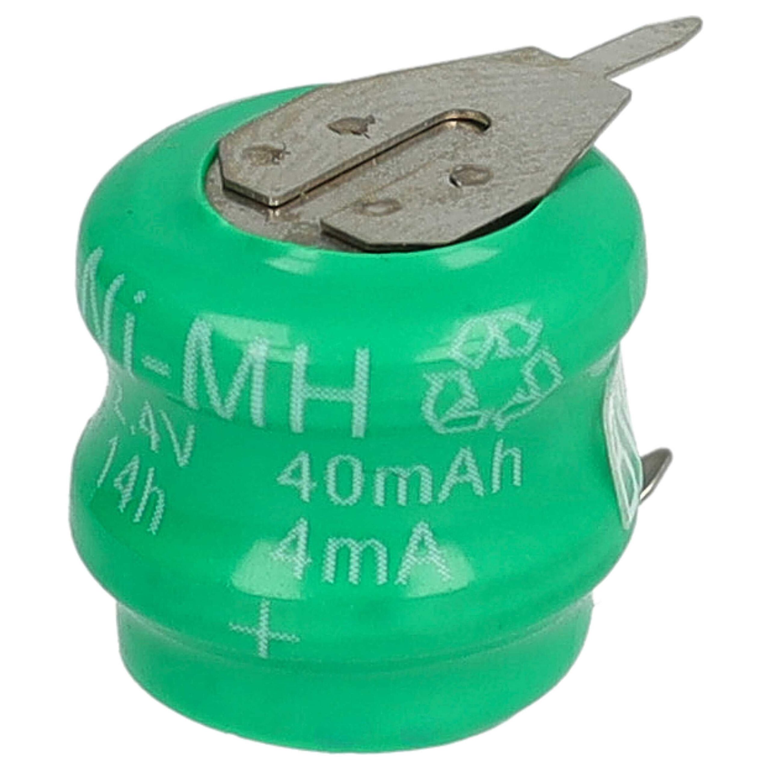 20x Pilhas Recarregáveis tipo V40H 2 Contactos vhbw 40 mAh 2.4V NiMH para Lâmpadas Solares e Construção de Modelos - Image 2