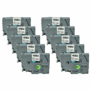 10x Fita de Etiquetas Compatível com Brother TZE-231, TZ-231 - 12 mm Preto sobre Branco