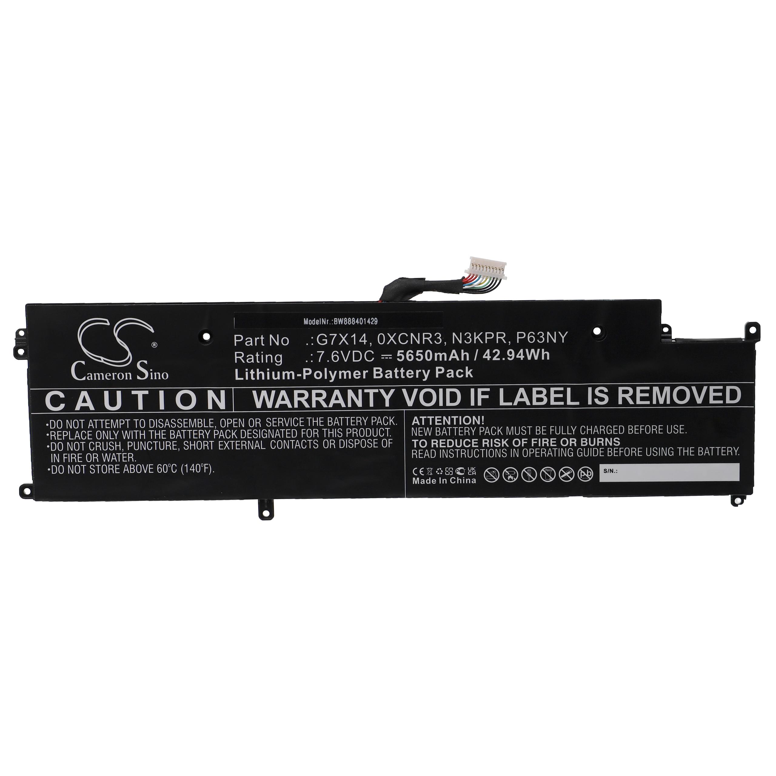 Bateria vhbw para Dell G7 (0XCNR3, P63NY, N3KPR) - 5650 mAh 7.6 V Li-polymer