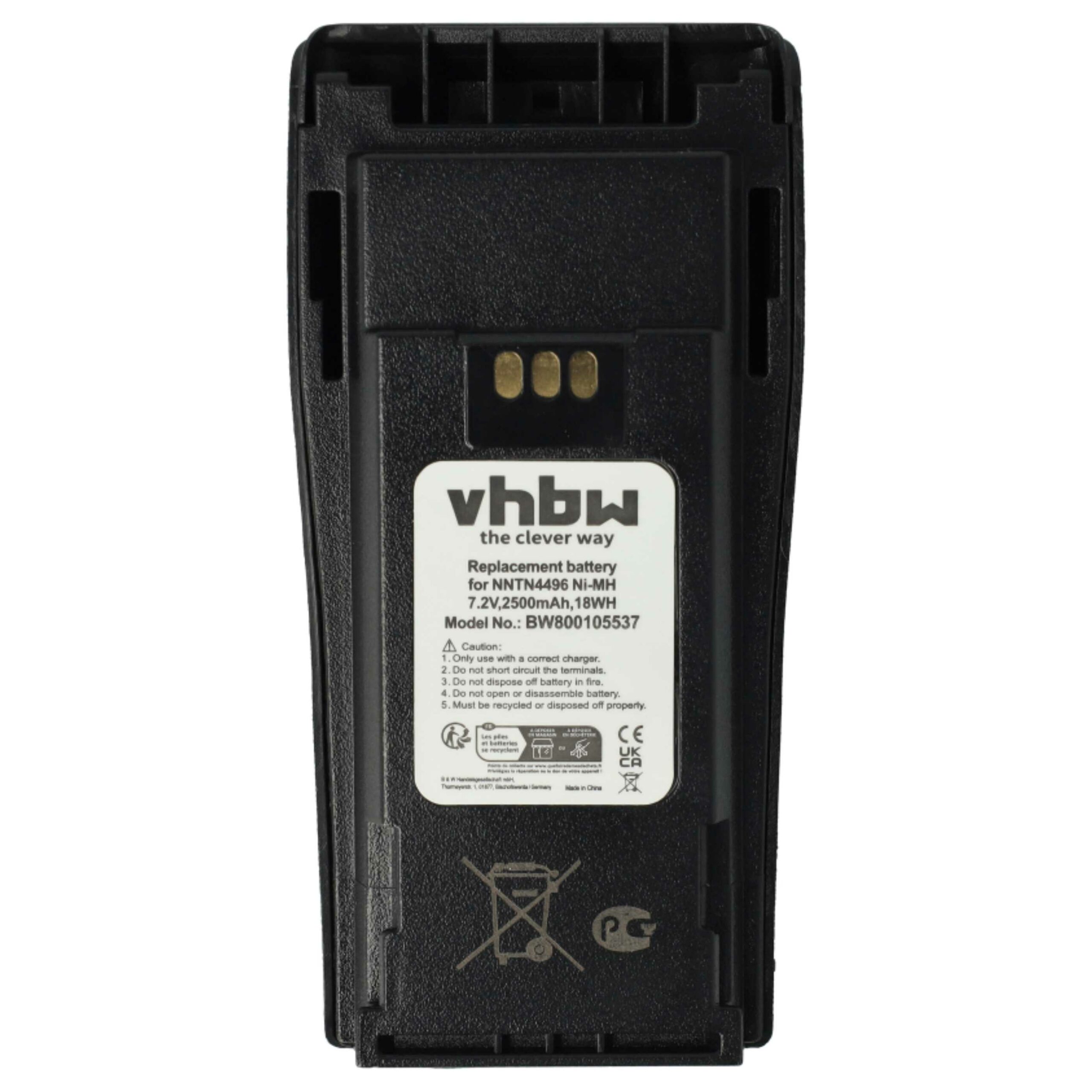 Bateria vhbw 5x para Motorola NNTN4497, NNTN4496, NNTN4496AR, MNN4254AR - 2500 mAh 7.2 V NiMH com Clip - Image 3