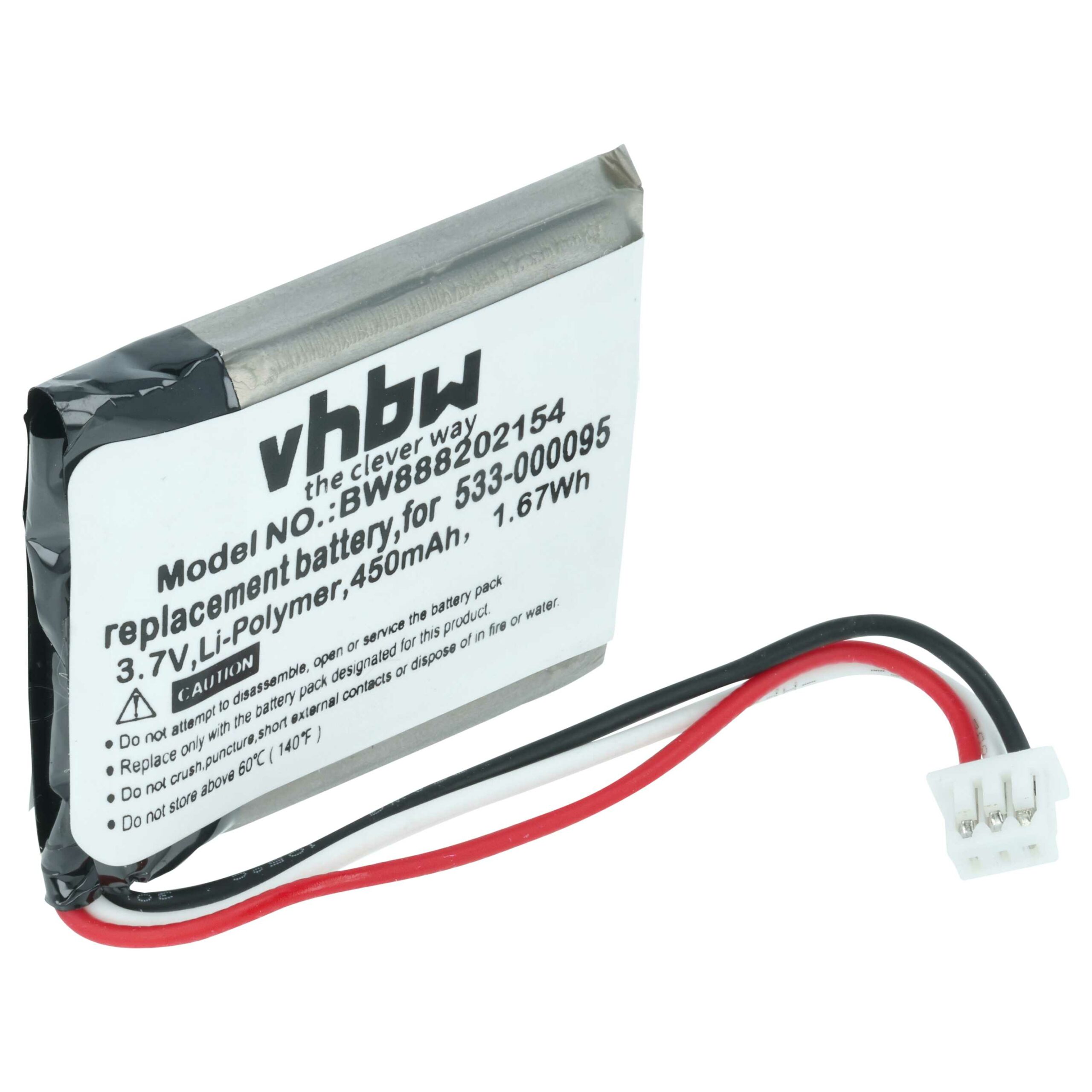 Bateria de substituição vhbw para auriculares Logitech 533-000095 - 450 mAh 3.7 V Li-polymer