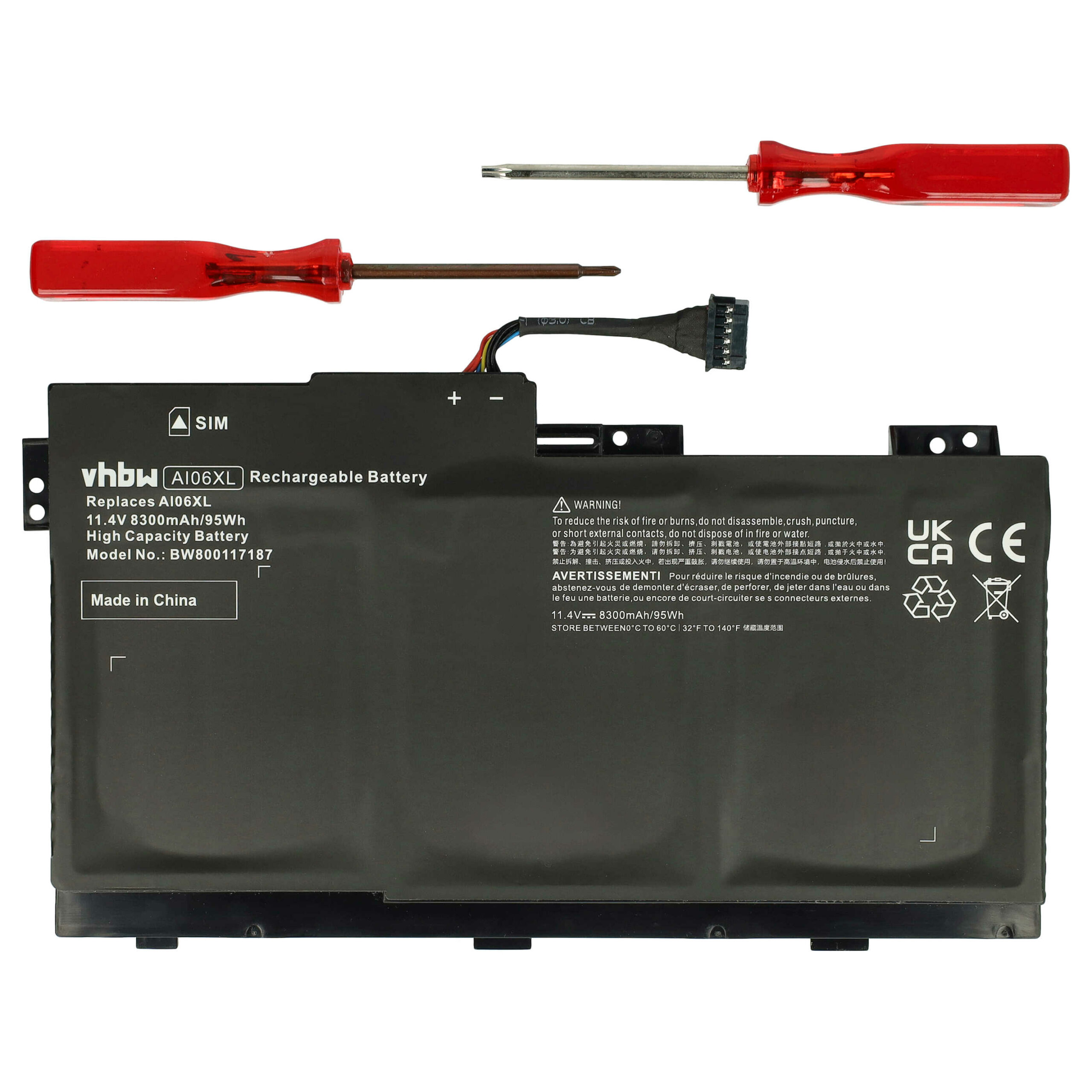Bateria vhbw para Portátil HP - Substitui HSTNN-C86C, AI06XL - 8300 mAh 11.4 V Li-polymer