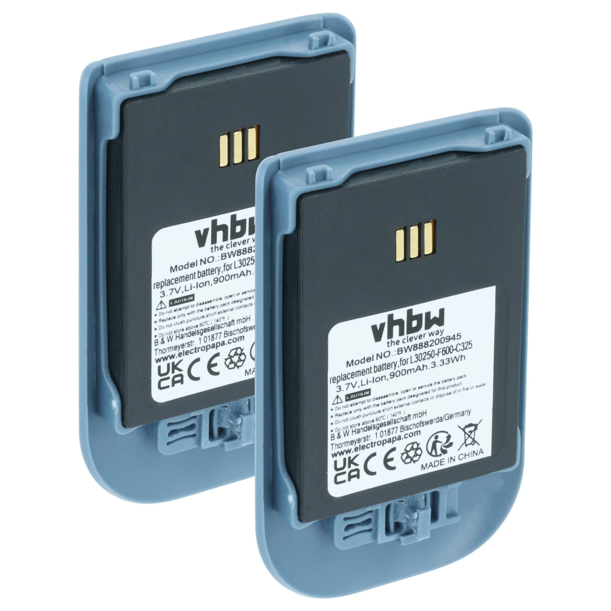 2 Baterias de substituição Alcatel 3BN78404AA, 0480468 para telefone fixo Ericsson - 900 mAh 3.7 V Li-Ion