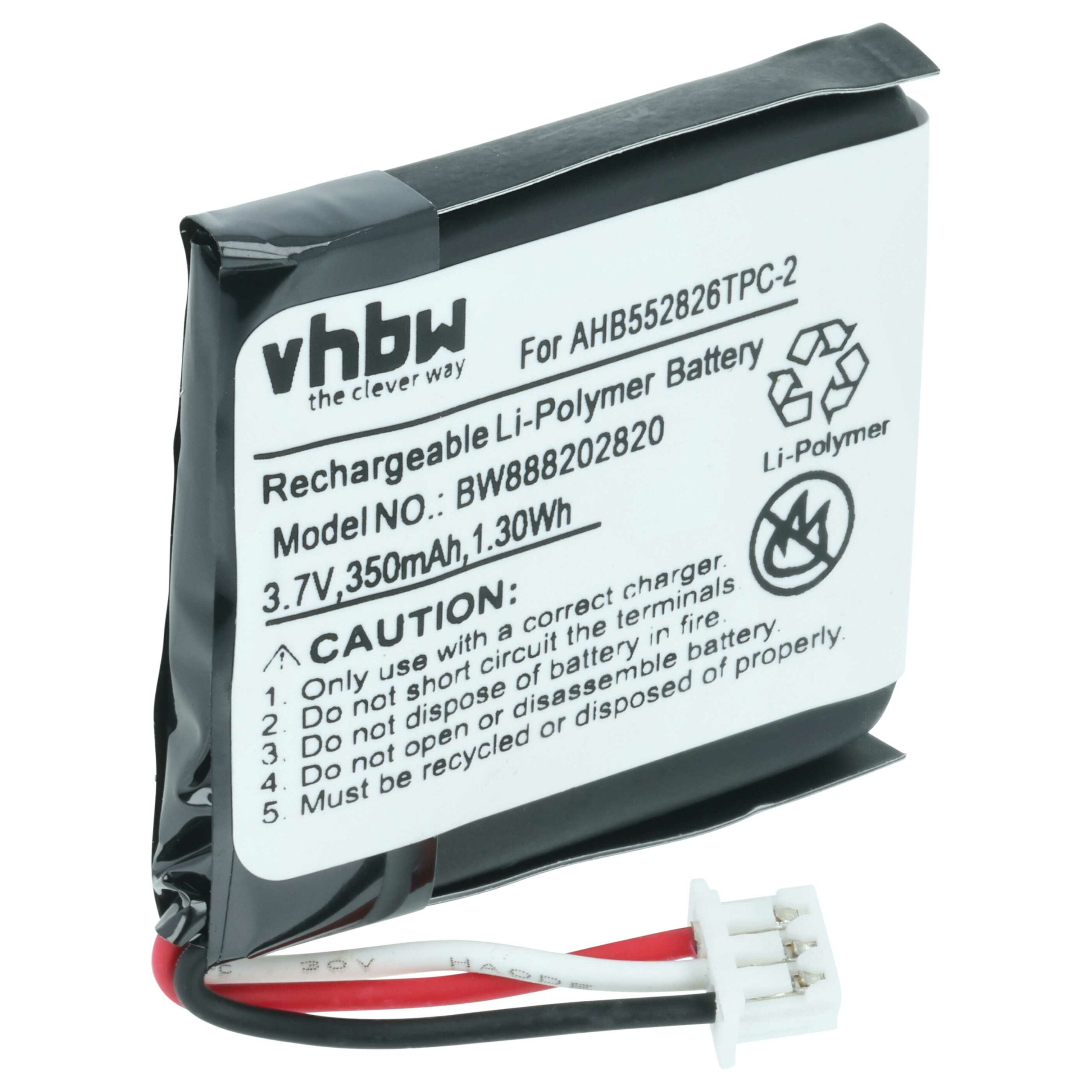 Bateria para Auscultadores Sem Fios Sennheiser AHB552826TPC - 360 mAh 3.7 V Li-polímero vhbw