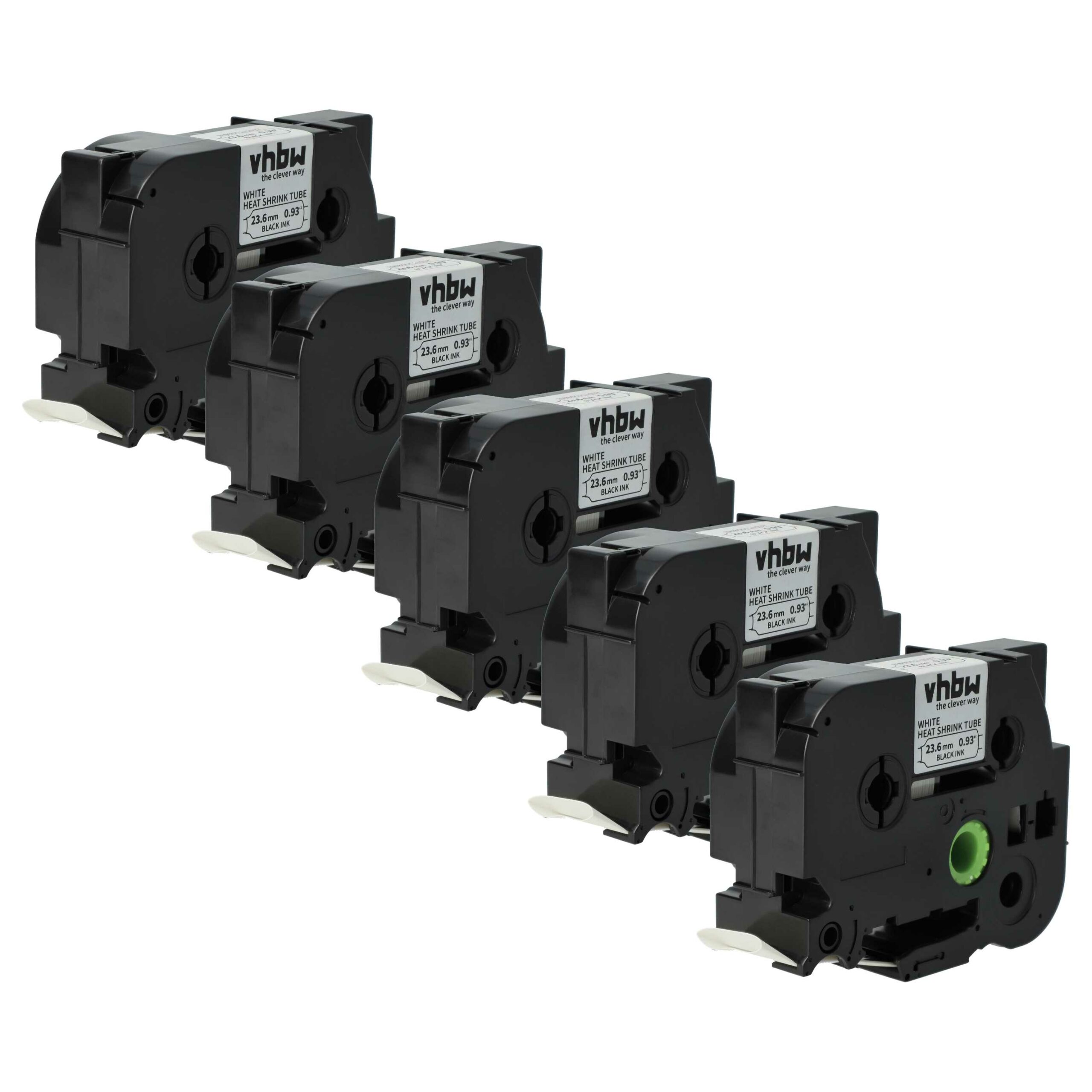 Pack 5x Fita Etiquetadora Compatível Brother HSE-251 - Tubo Termoretrátil 23,6 mm Preto sobre Branco