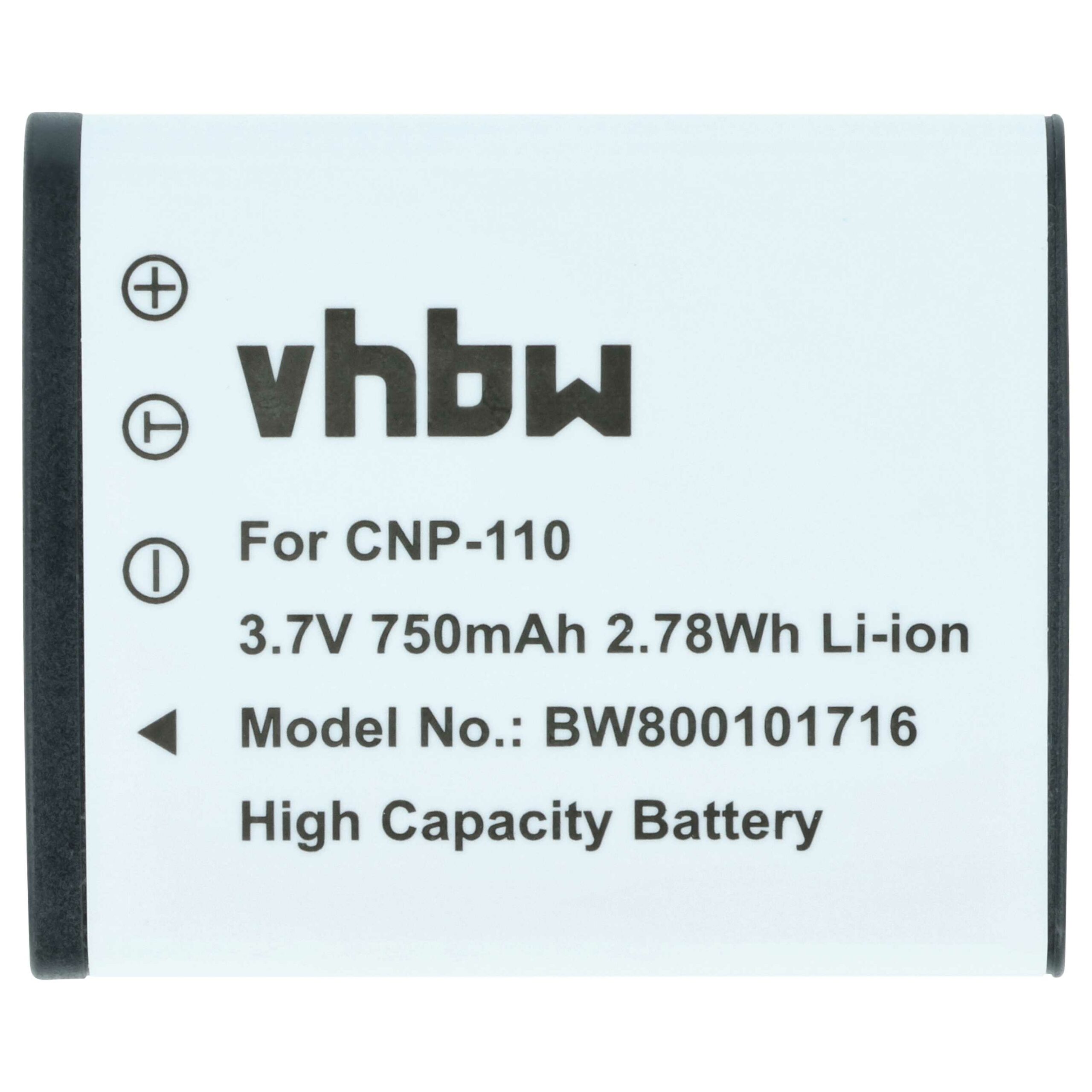 Bateria vhbw compatível com Casio NP-160, NP-110DBA, NP-110, NP-110L - 750mAh, 3.6V, Li-Ion - Image 3