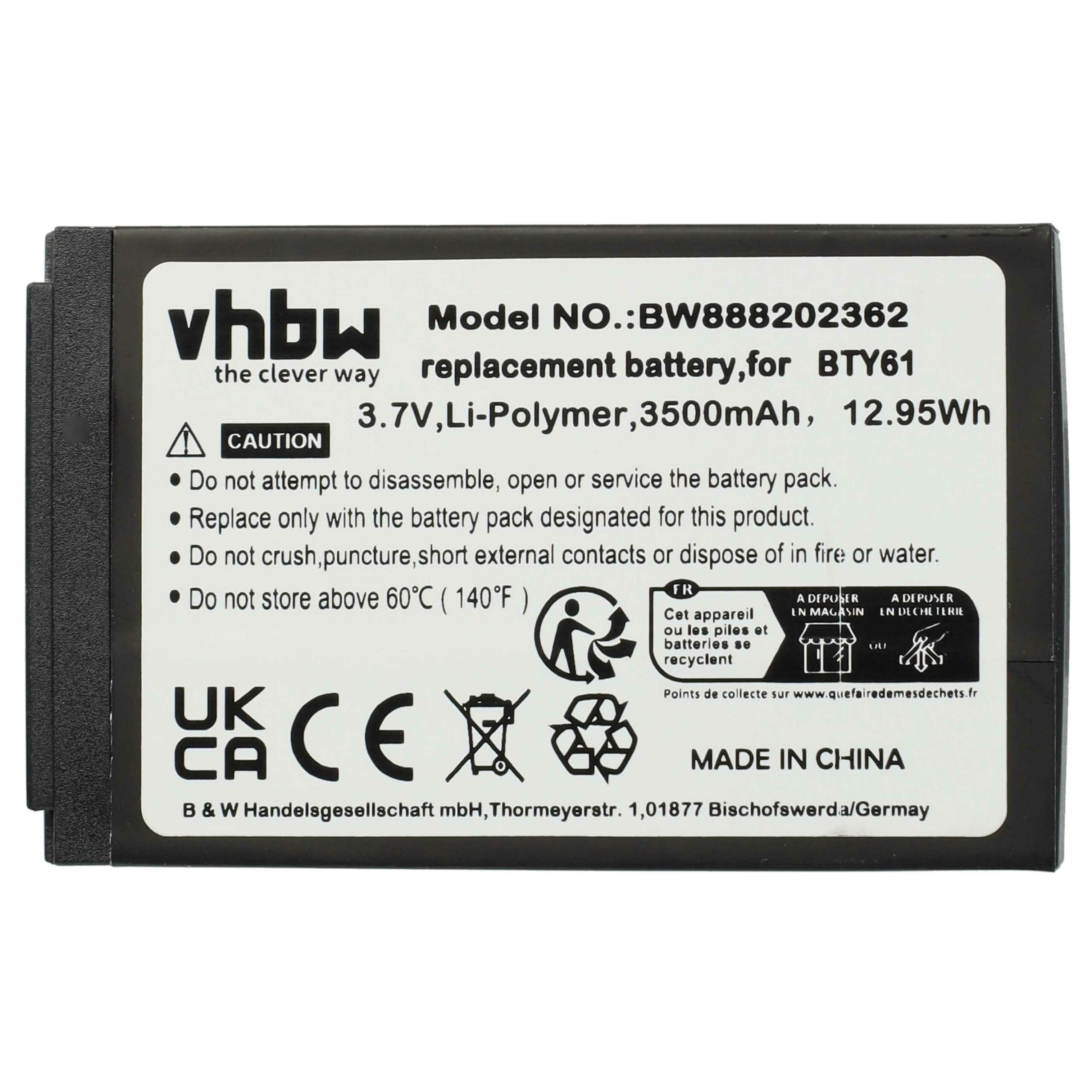 Bateria vhbw 5x BTY61 para Newland - 3800mAh, 3.7V, Li-polymer - Image 3