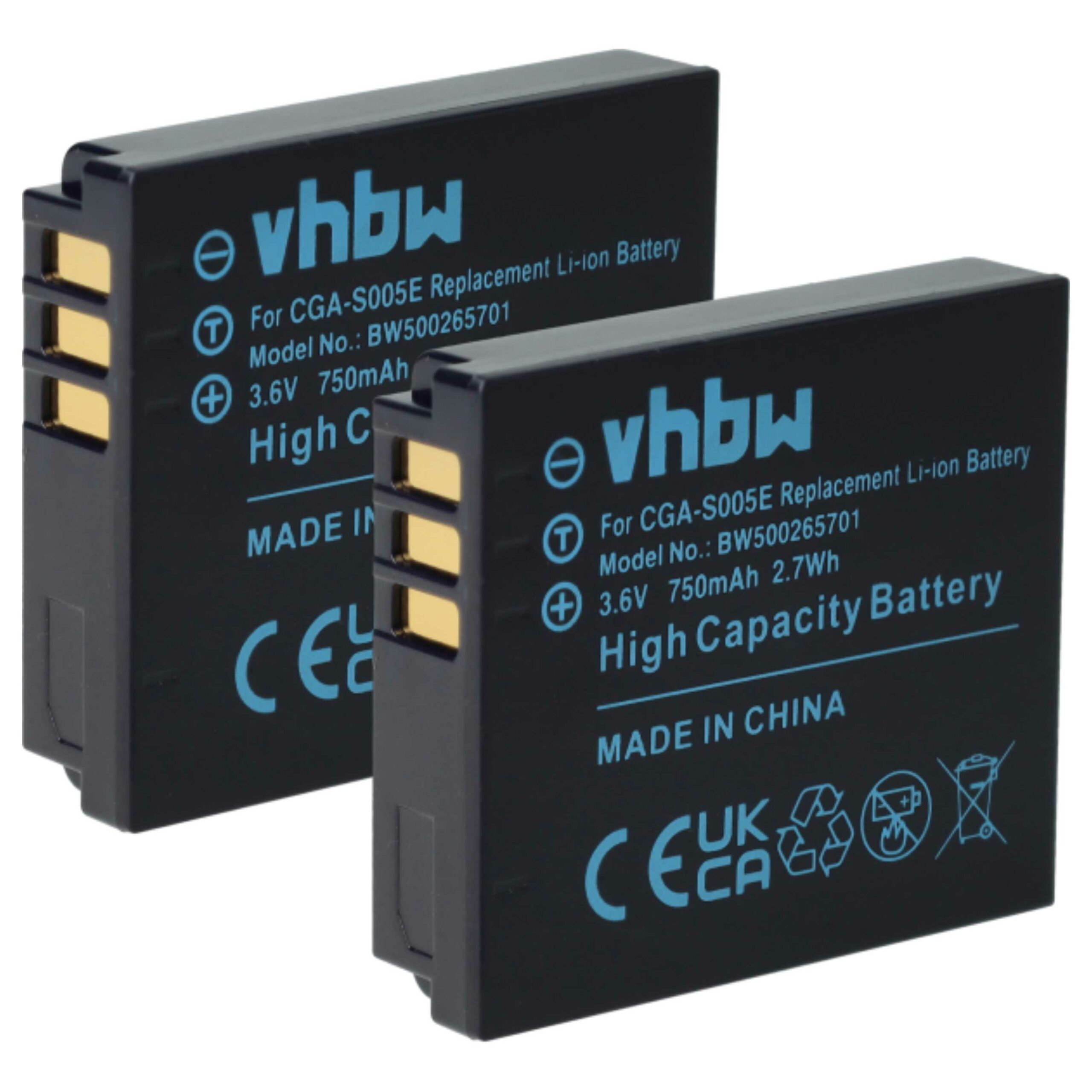 2x Bateria compatível Fuji NP-70 - 750mAh, 3.6V, Li-Ion vhbw