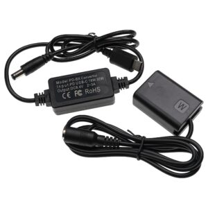 Alimentação USB para Câmara Sony AC-PW20 + Acoplador DC - vhbw 2m 8,4V 3,0A