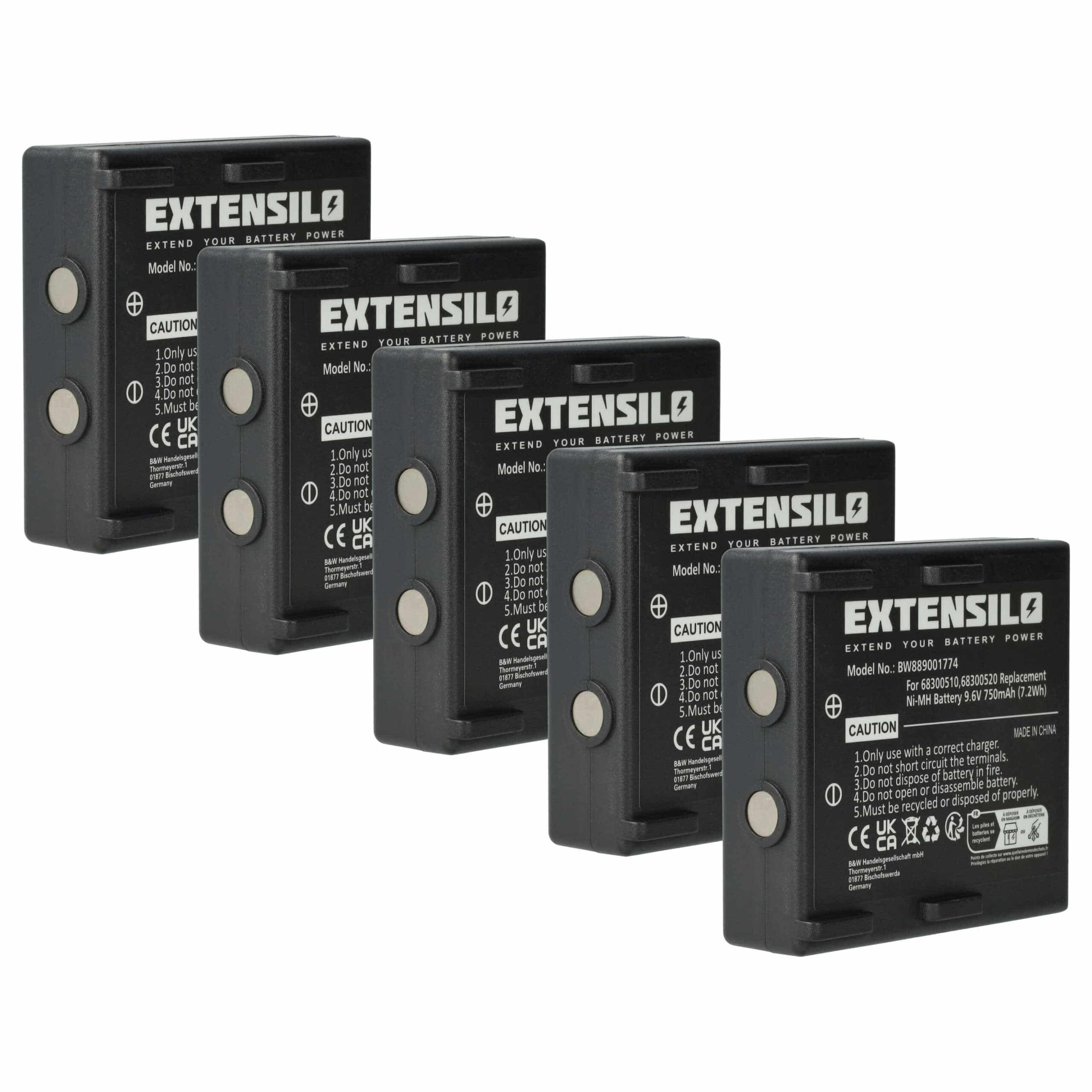 Pack 5x Bateria de Substituição para Telecomandos Abitron/Hetronic/Potain - 750 mAh NiMH