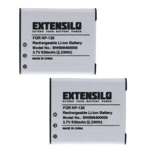 2x Bateria EXTENSILO NP-120DBA / NP-120 para Casio - 630mAh, 3.7V, Li-Ion