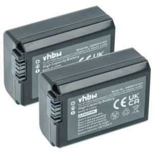 2x Bateria vhbw para Sony NP-FW50 - 950mAh, 7.2V, Li-Ion com Chip de Informação