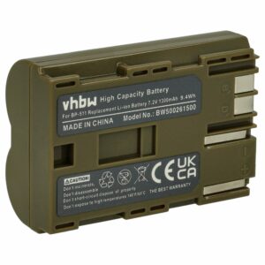 Bateria vhbw compatível com Canon BP-508, BP-535, BP-511A, BP-511, BP-522, BP-512, BP-514 - 1300mAh, 7.2V, Li-Ion