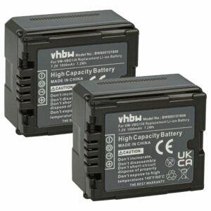 Bateria vhbw 2x para Panasonic VW-VBG070, VW-VBG130, VW-VBG260 - 1000 mAh 7.2 V Li-Ion