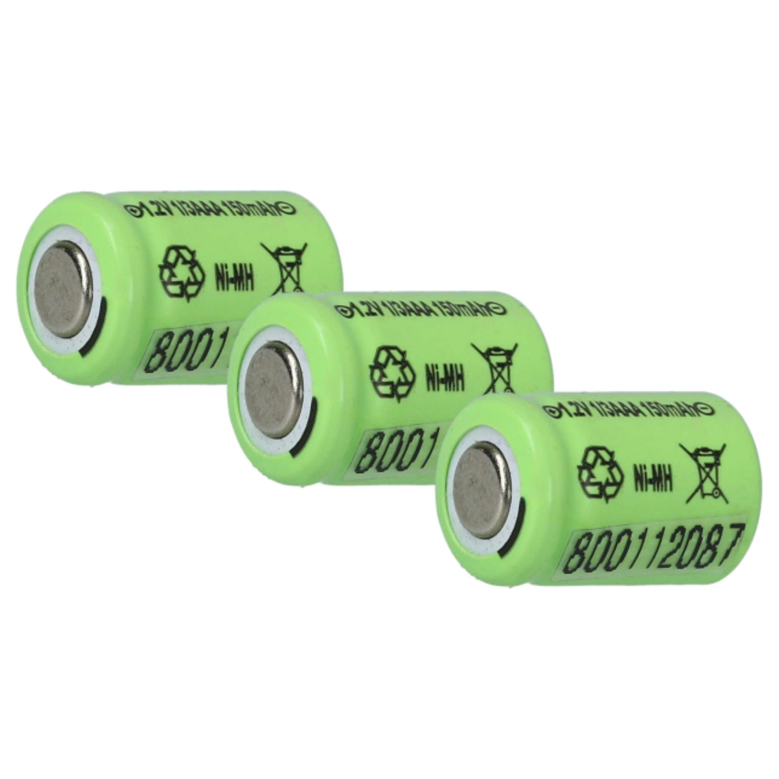 Bateria vhbw 1/3AAA 150 mAh 1.2V NiMH - Pack de 3 Unidades para Modelismo