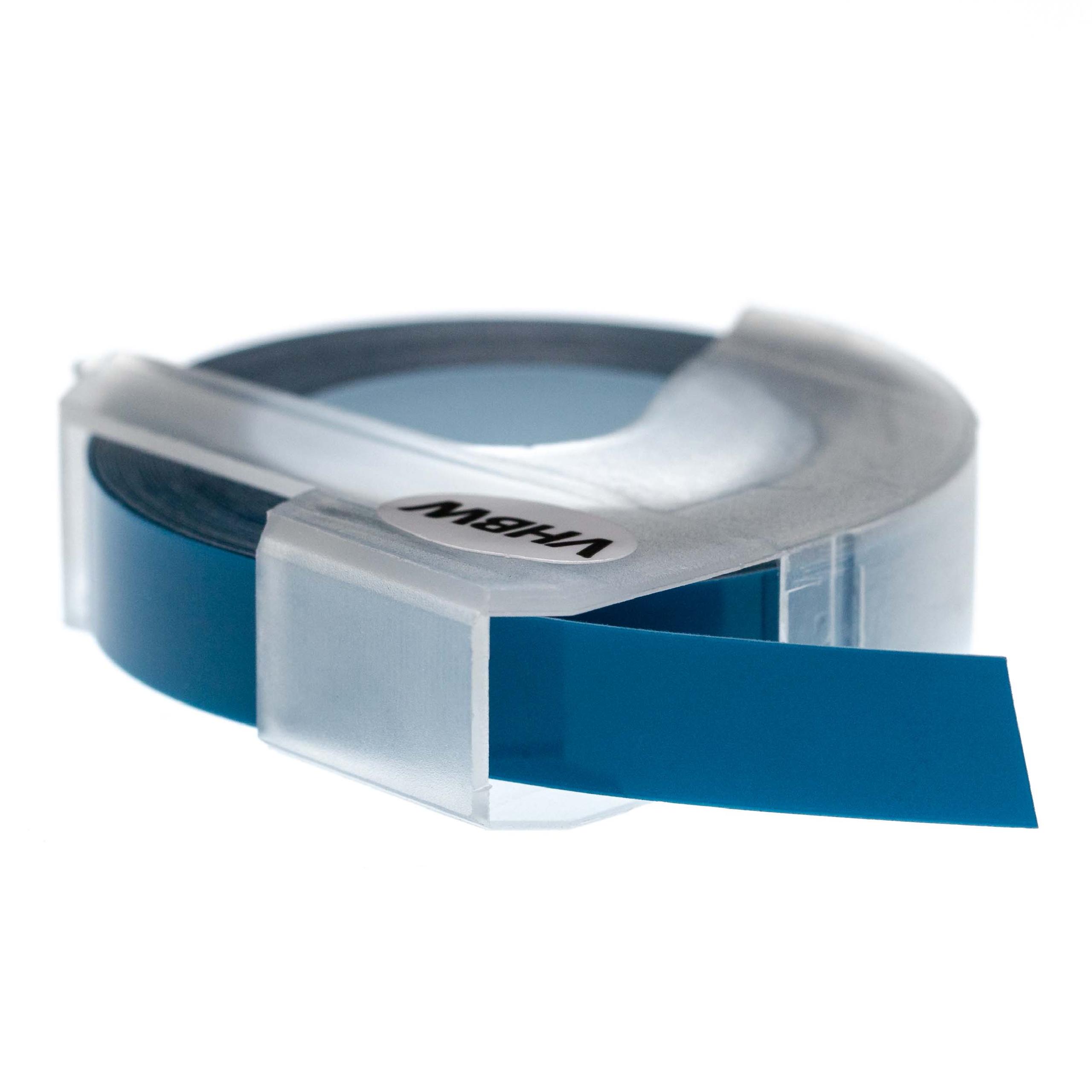 Fita de etiqueta 3D em relevo vhbw para Dymo S0898240 - 9 mm branco sobre azul escuro