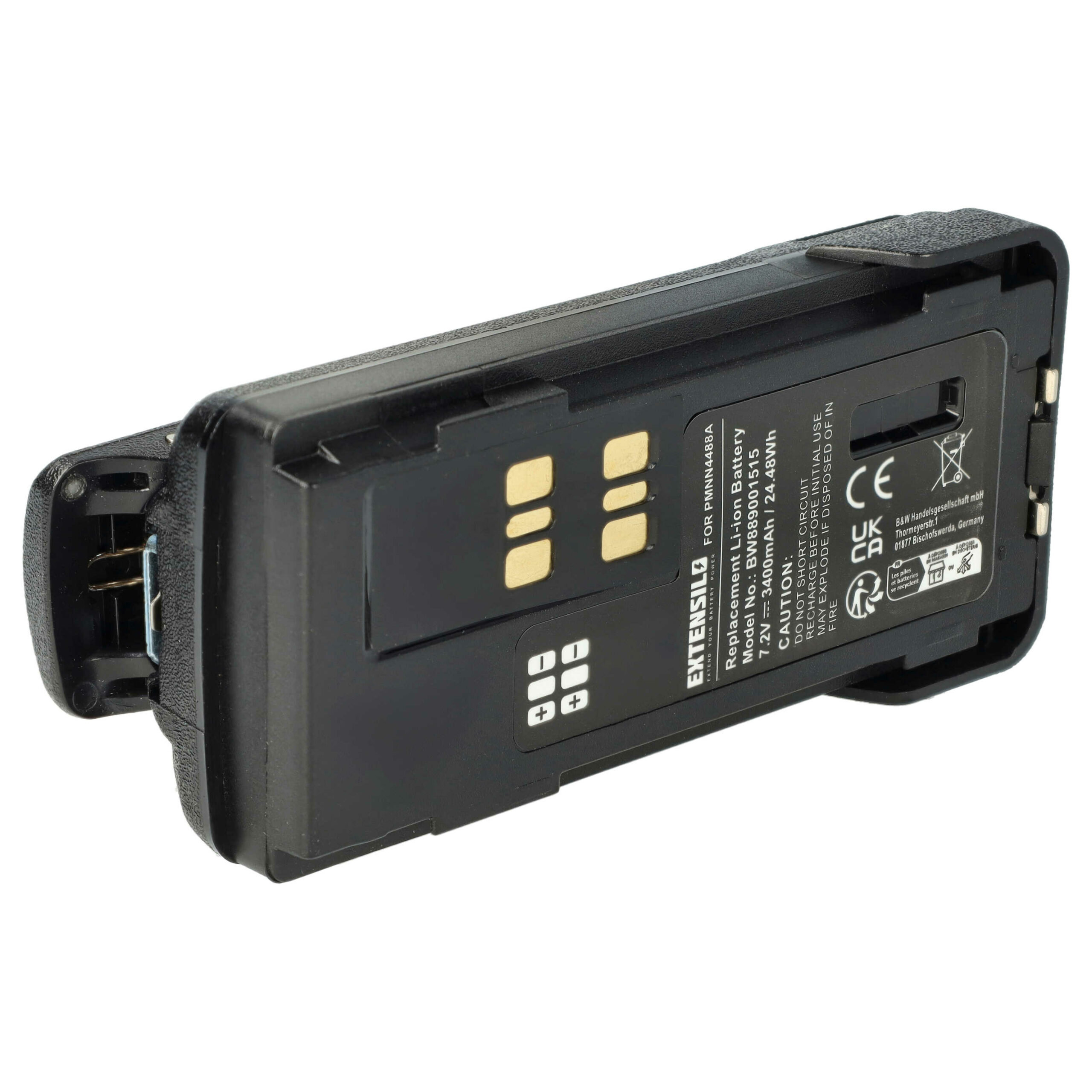Bateria para Rádio Motorola PMNN4416, PMNN4415, PMNN4415AR, PMNN441 - 3400 mAh 7.2 V Li-Ion + Clip de Cintura