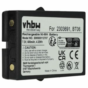 Bateria de Substituição vhbw para Danfoss 2303691, Telecomando BT06 - 600 mAh
