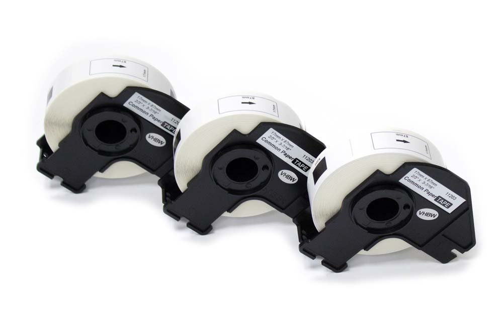 Pack 3x Rolos de Etiquetas compatíveis com Brother DK-11203 - 17 mm x 87 mm + Suporte