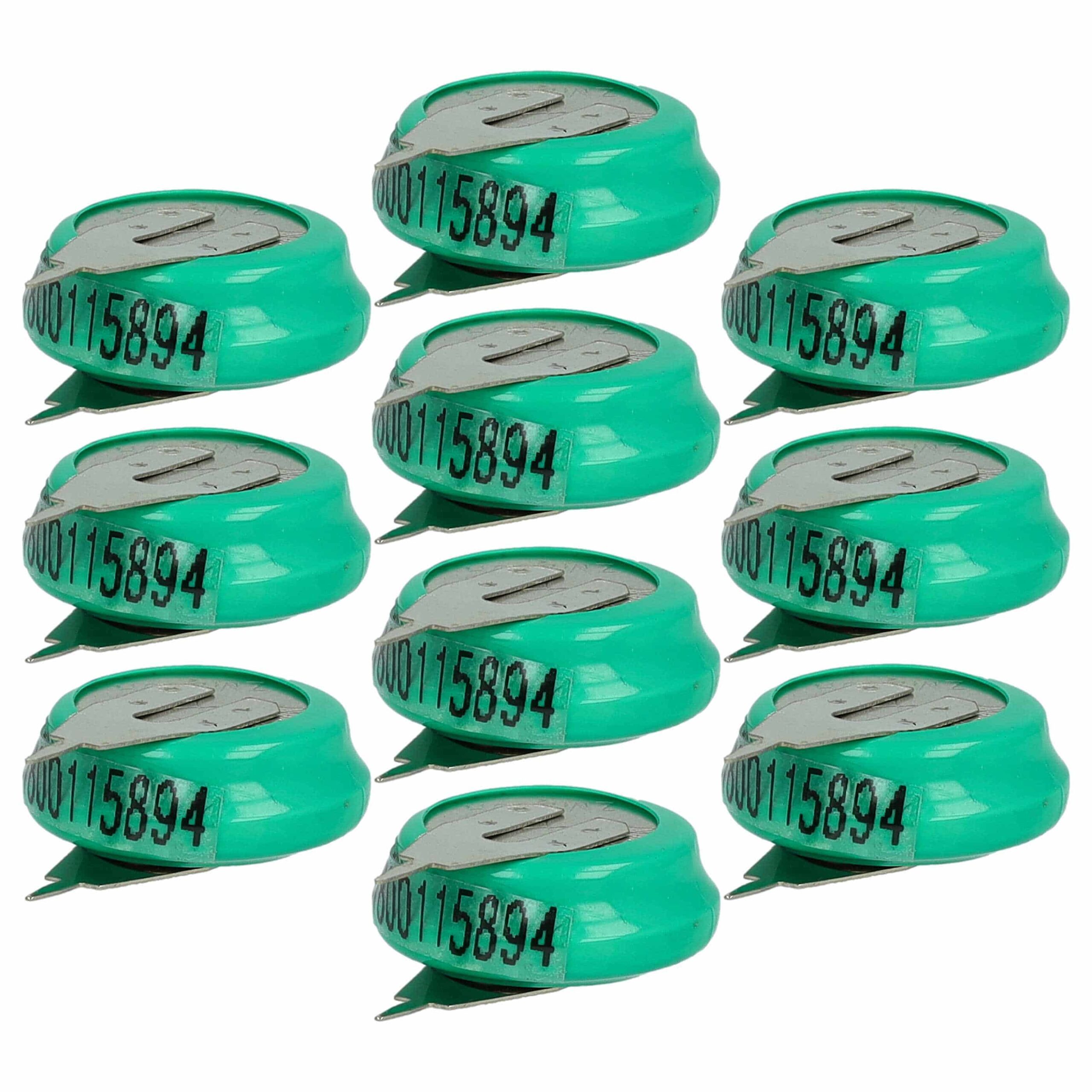 Pack 10x Pilhas Botão Recarregáveis 1/V80H NiMH 80 mAh 1.2V - vhbw
