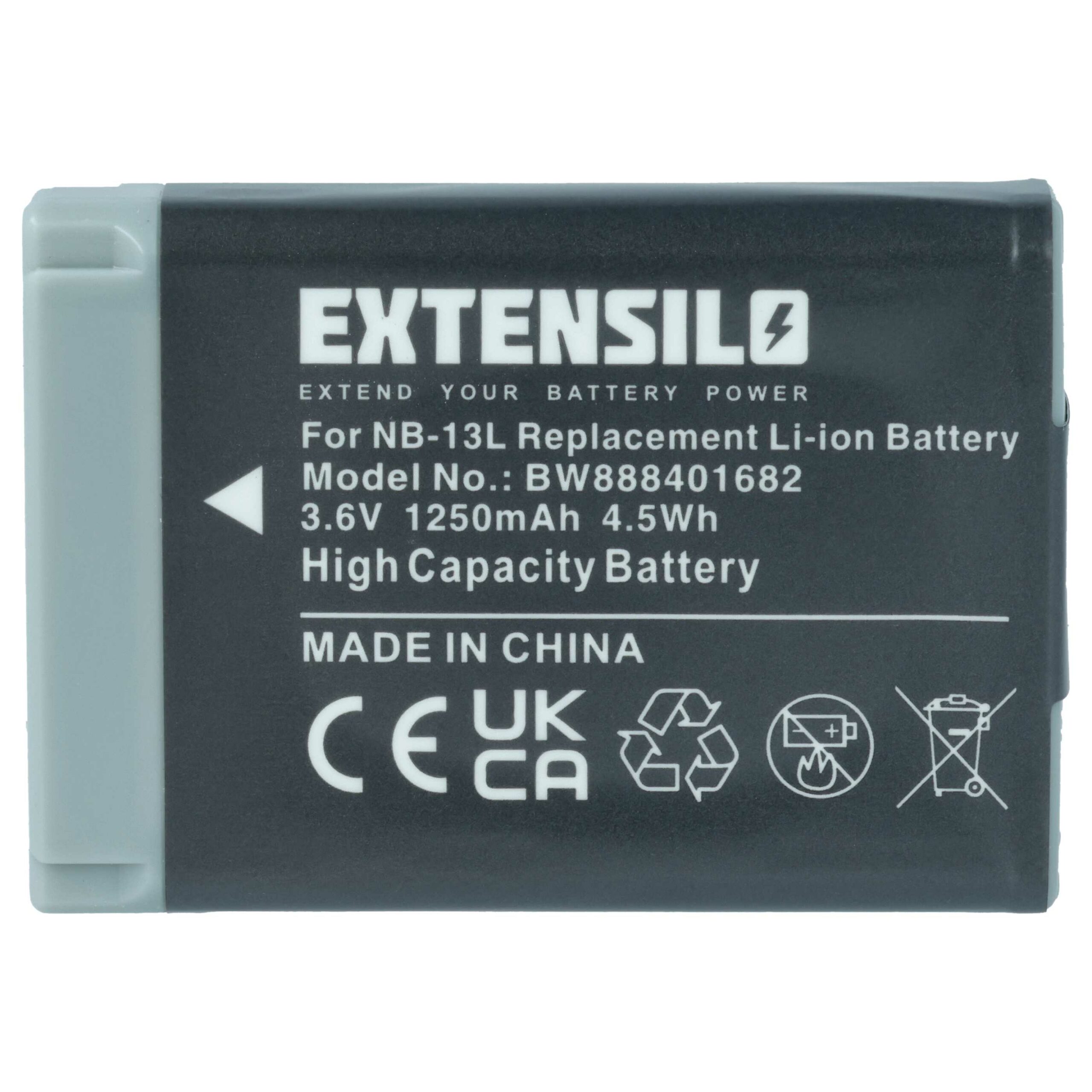 Bateria EXTENSILO para Canon NB-13L - 1250mAh, 3.6V, Li-Ion - Image 3