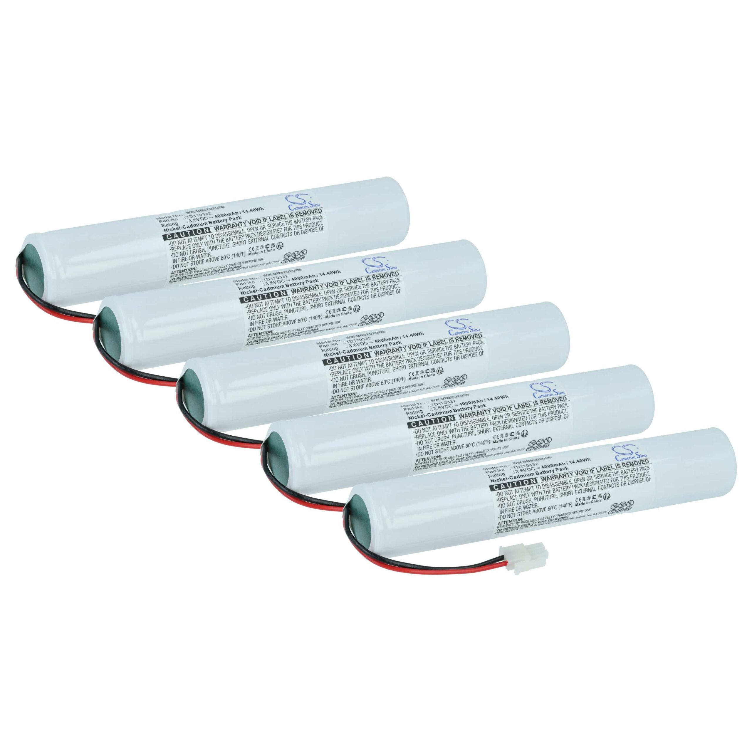 Bateria de Emergência 5x NiCd vhbw compatível Schneider 329056000, TD110332 - 4000 mAh 3.6 V