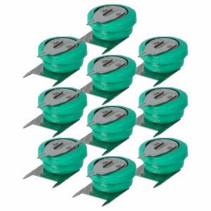 Pack 10x Pilhas Botão Recarregáveis V40H 3 Pinos vhbw - 40 mAh 1.2 V NiMH para Modelos e Lâmpadas Solares