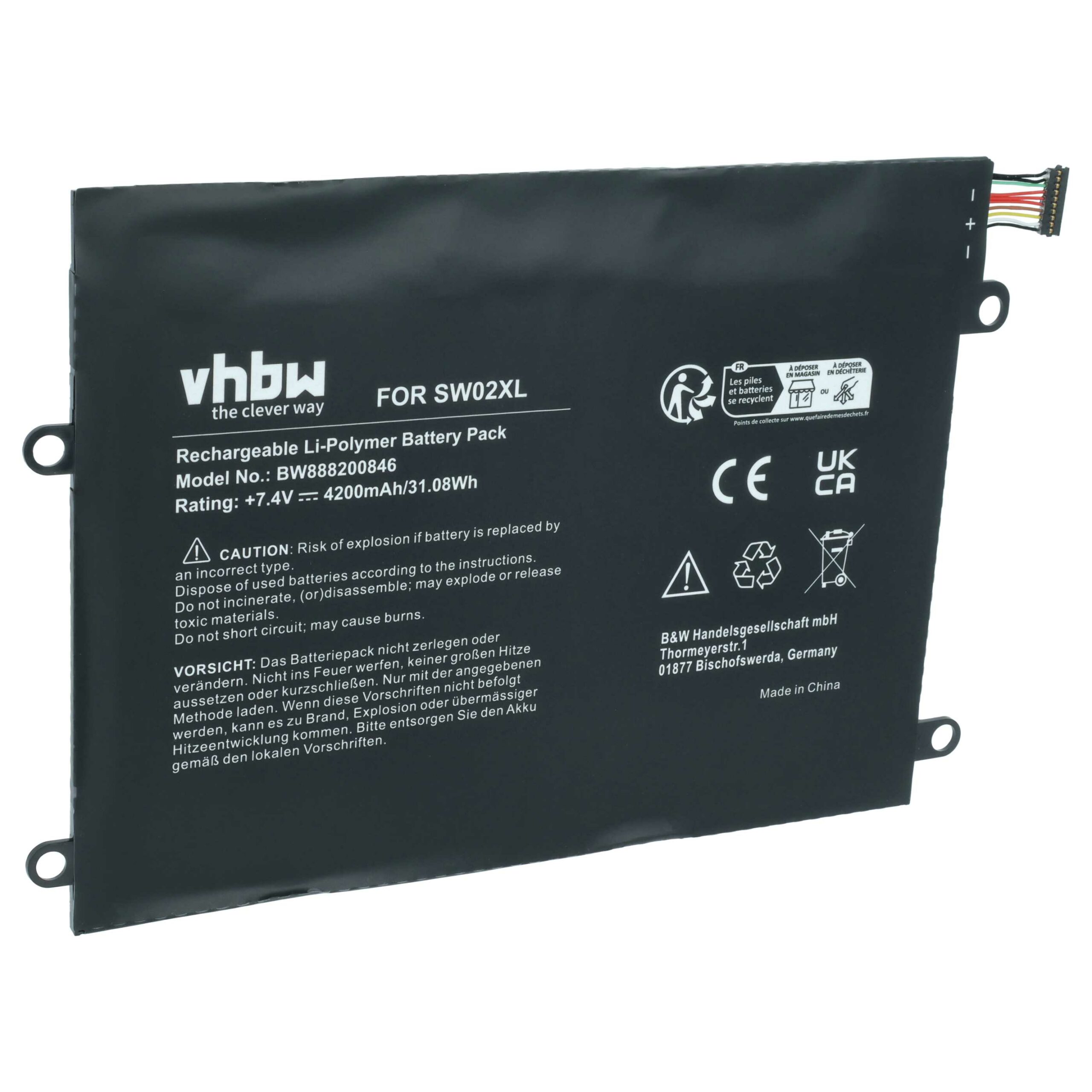Bateria vhbw para HP portátil - SW02XL, HSTNN-IB7N - 4200 mAh 7.4V Li-polymer
