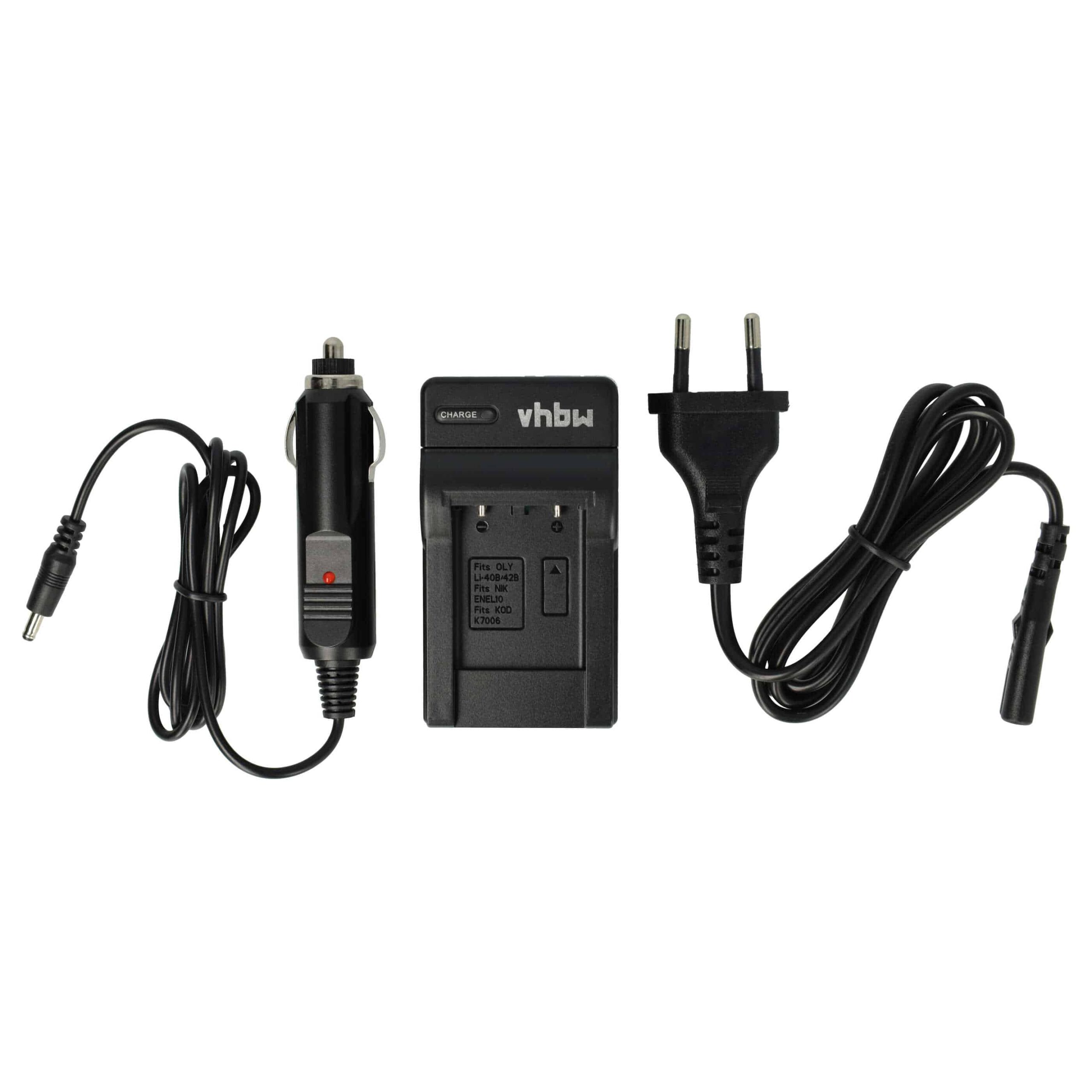 Carregador de Bateria vhbw para Olympus Li-41C, Li-40C - Compatível com Bosch, Fujifilm, Pentax, Kodak, Nikon e mais
