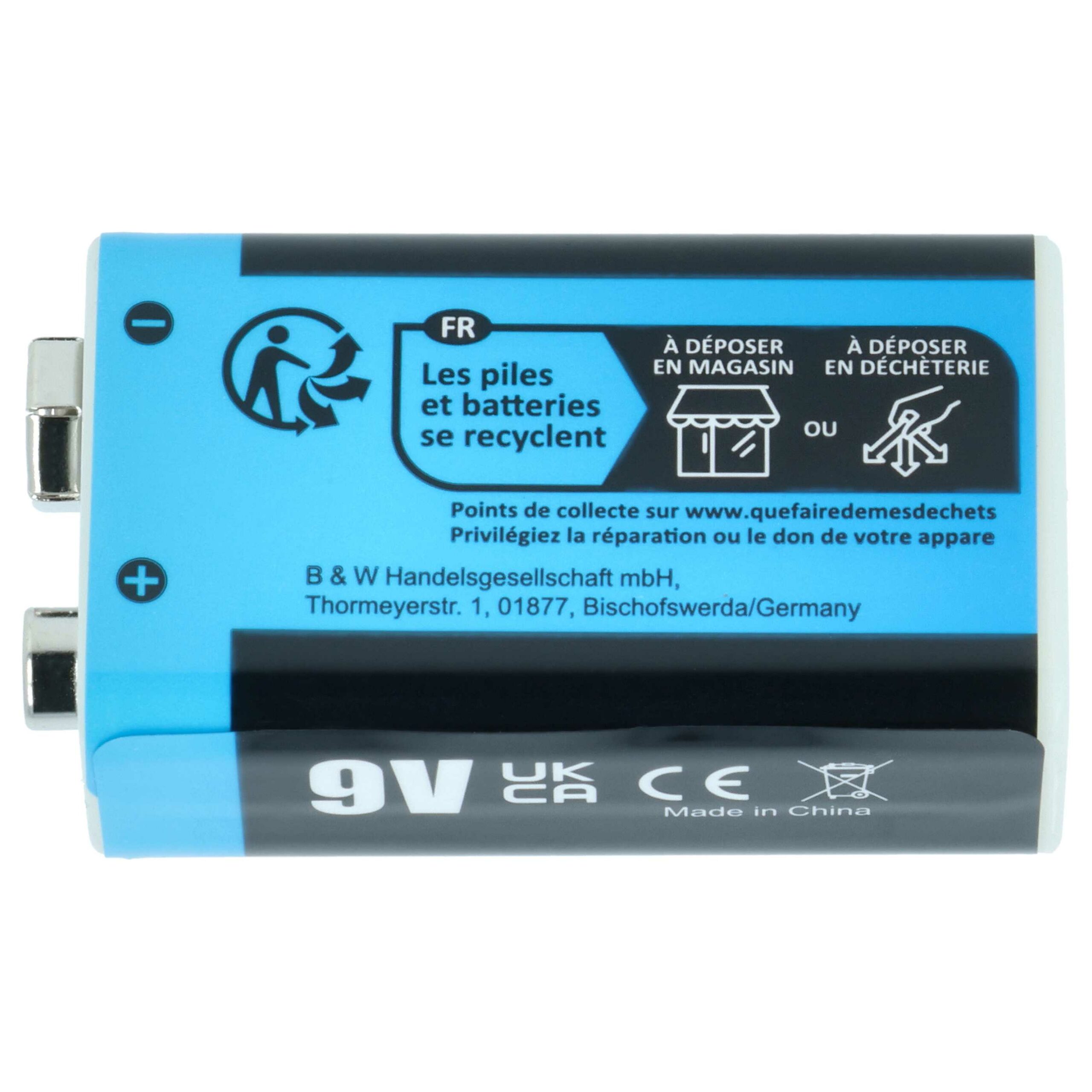 Bateria 9V EXTENSILO 10x com Porta Micro USB - Compatível Daitem BATV13 - 1 Ah Li-Ion - Image 4