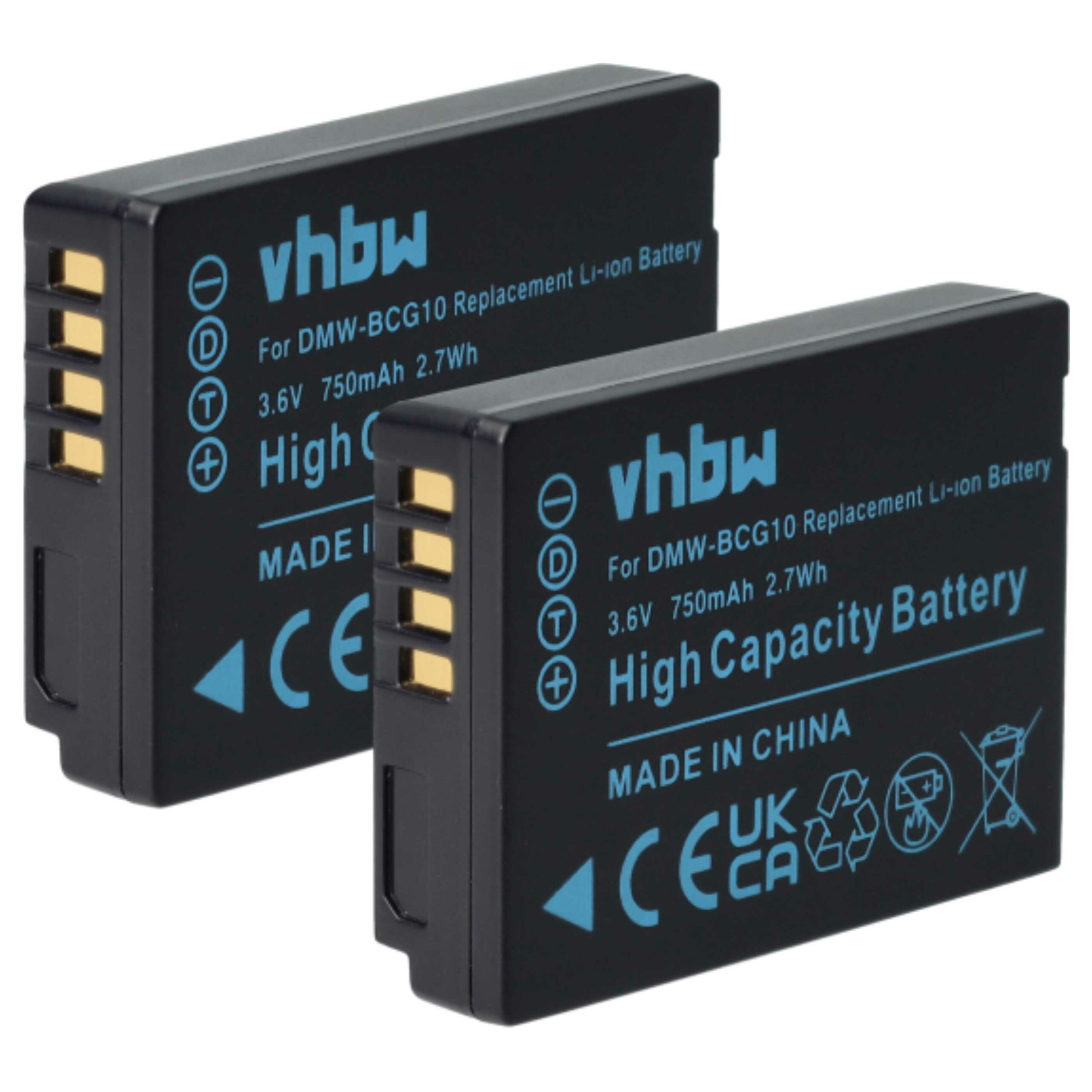2x Bateria substitui Leica BP-DC7E, BP-DC7 - 750mAh, 3.6V, Li-Ion vhbw