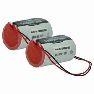 Bateria vhbw 2x para Sistemas de Alarme DSC ER34615M-T1, ER346150, WT4911BATT - 14500 mAh 3.6 V Li-MnO2