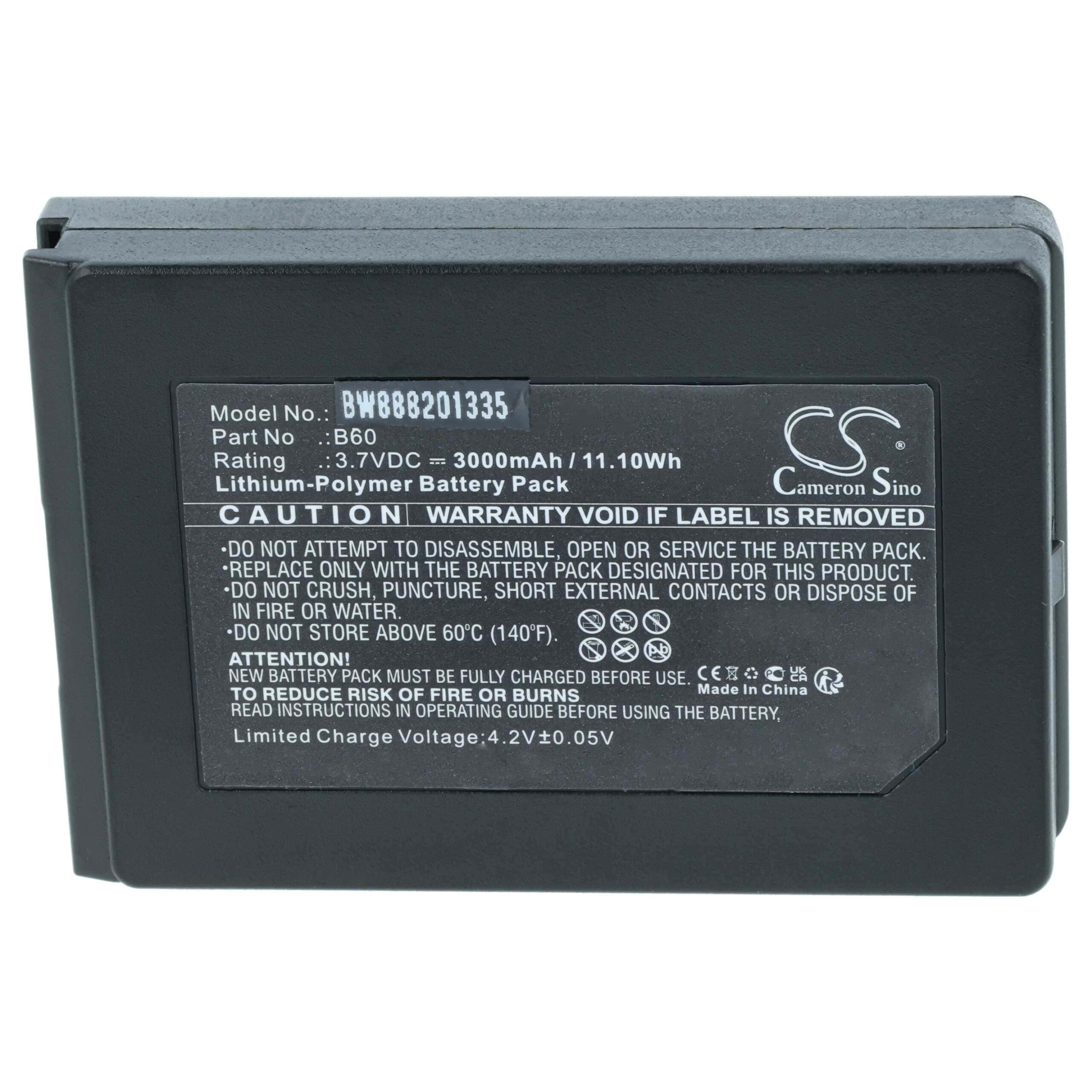 Bateria vhbw compatível com Vectron B60 para Leitores de Códigos de Barras Vectron - 3000 mAh 3.7 V - Image 3