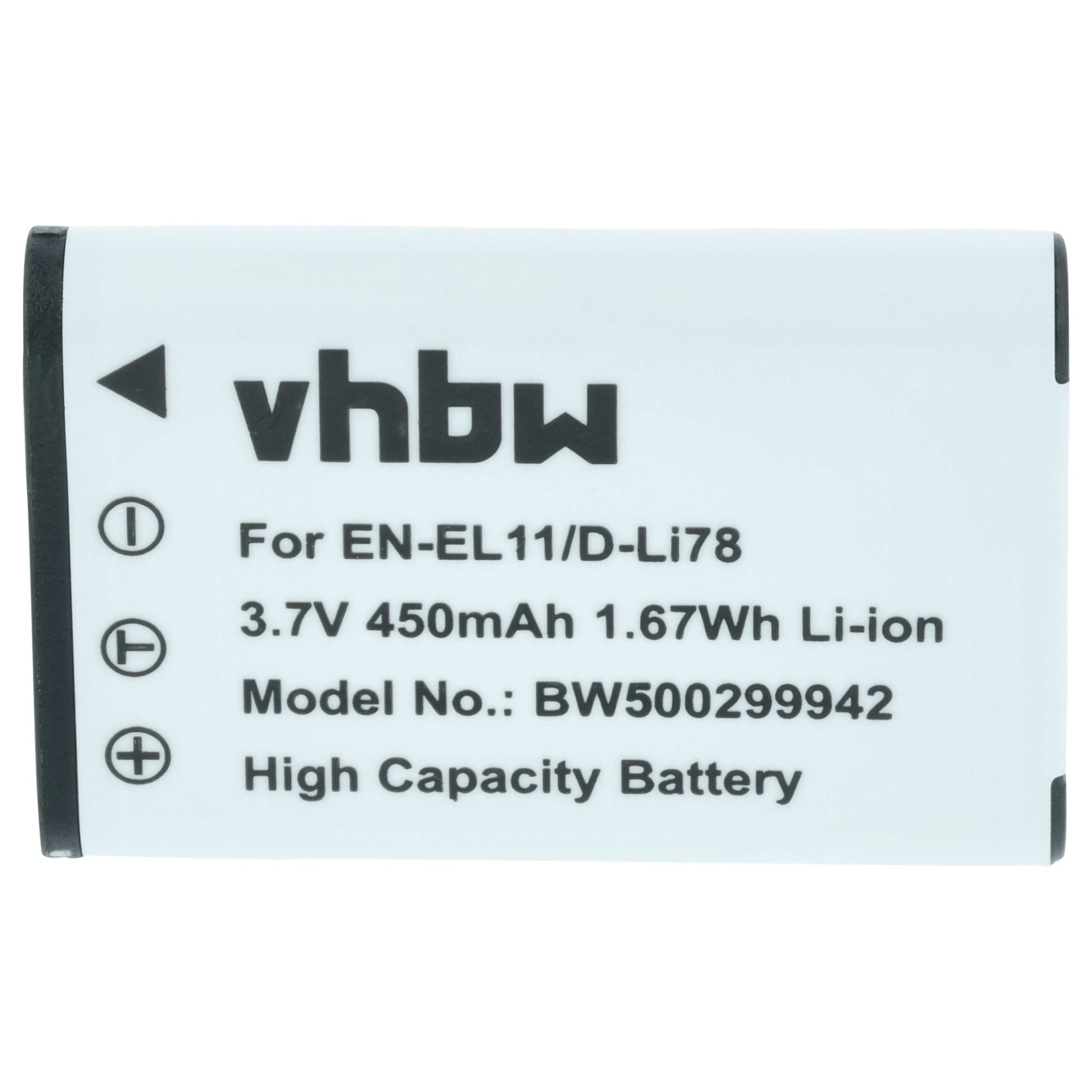 Bateria compatível Nikon EN-EL11 - 450mAh, 3.6V, Li-Ion vhbw - Image 3