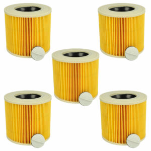 5x Filtro Cartucho de Substituição vhbw para Kärcher 2.863-303.0, 6.414-547.0 e Aspiradores PowerPlus