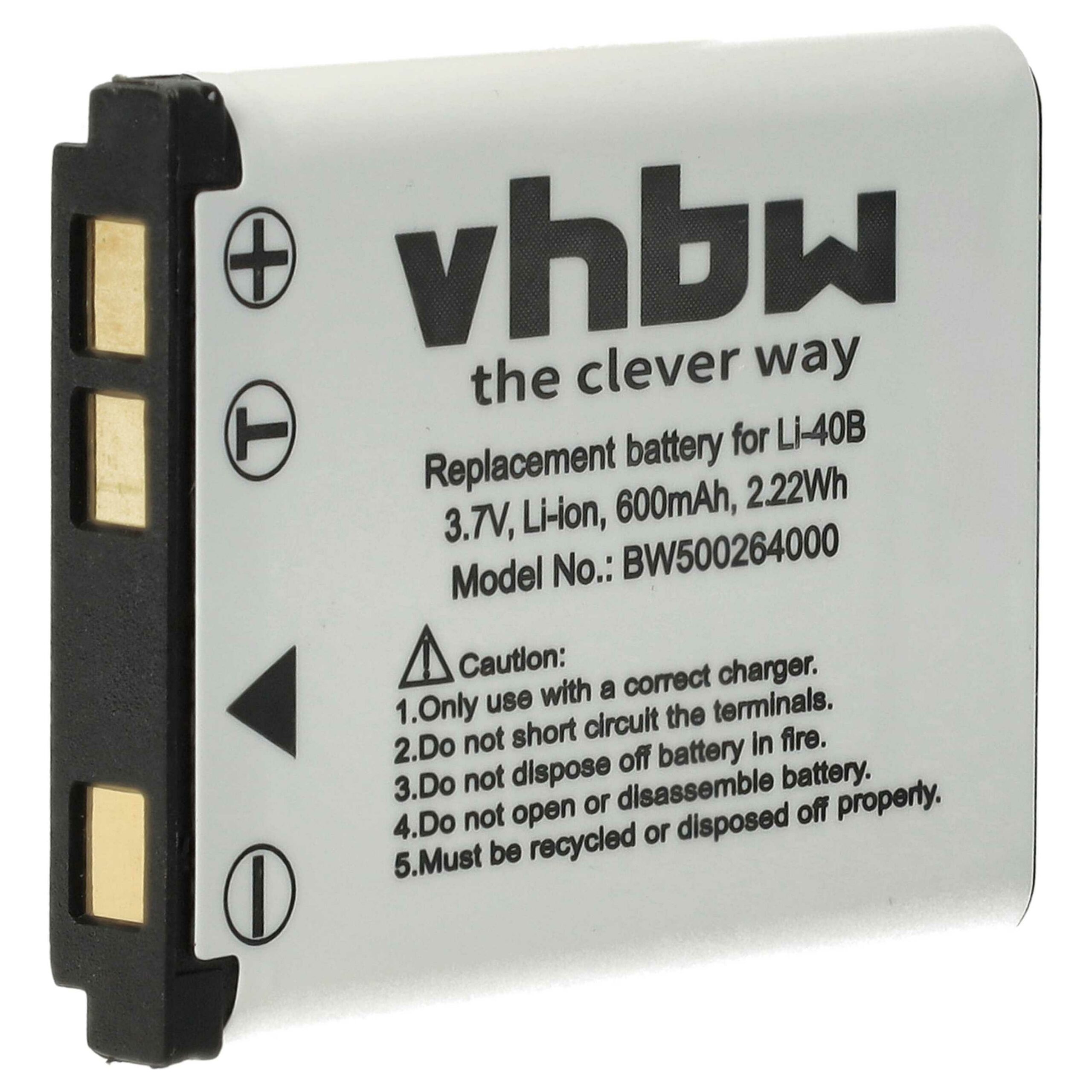 Bateria vhbw DLI216 para câmaras - 600mAh, 3.7V, Li-Ion
