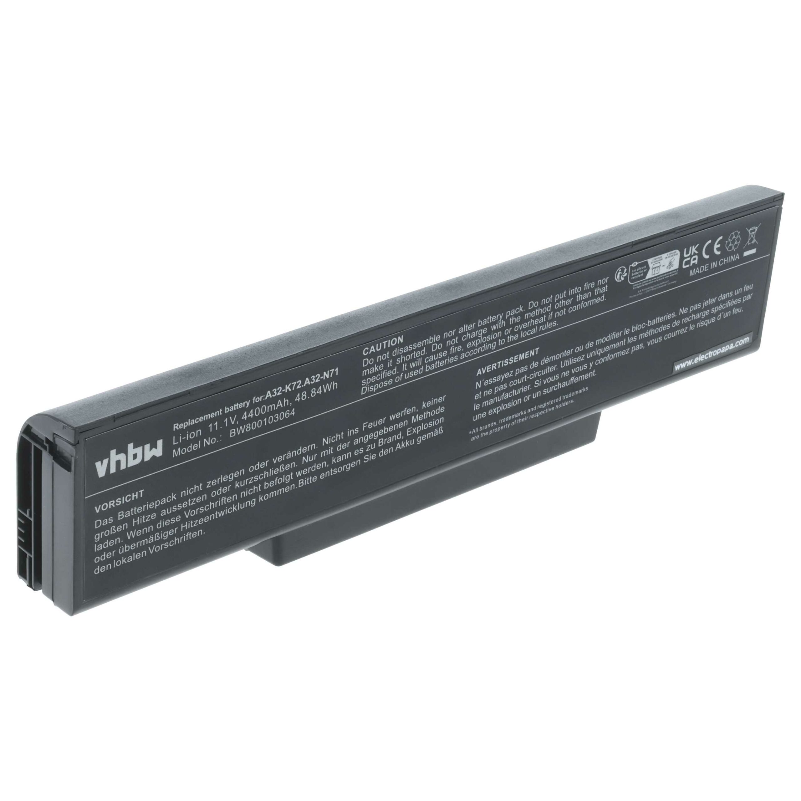 Bateria vhbw para Asus 70-NZY1B1000Z, 70-NX01B1000Z, 70-NXH1B1000Z - 4400 mAh 11.1 V Li-Ion