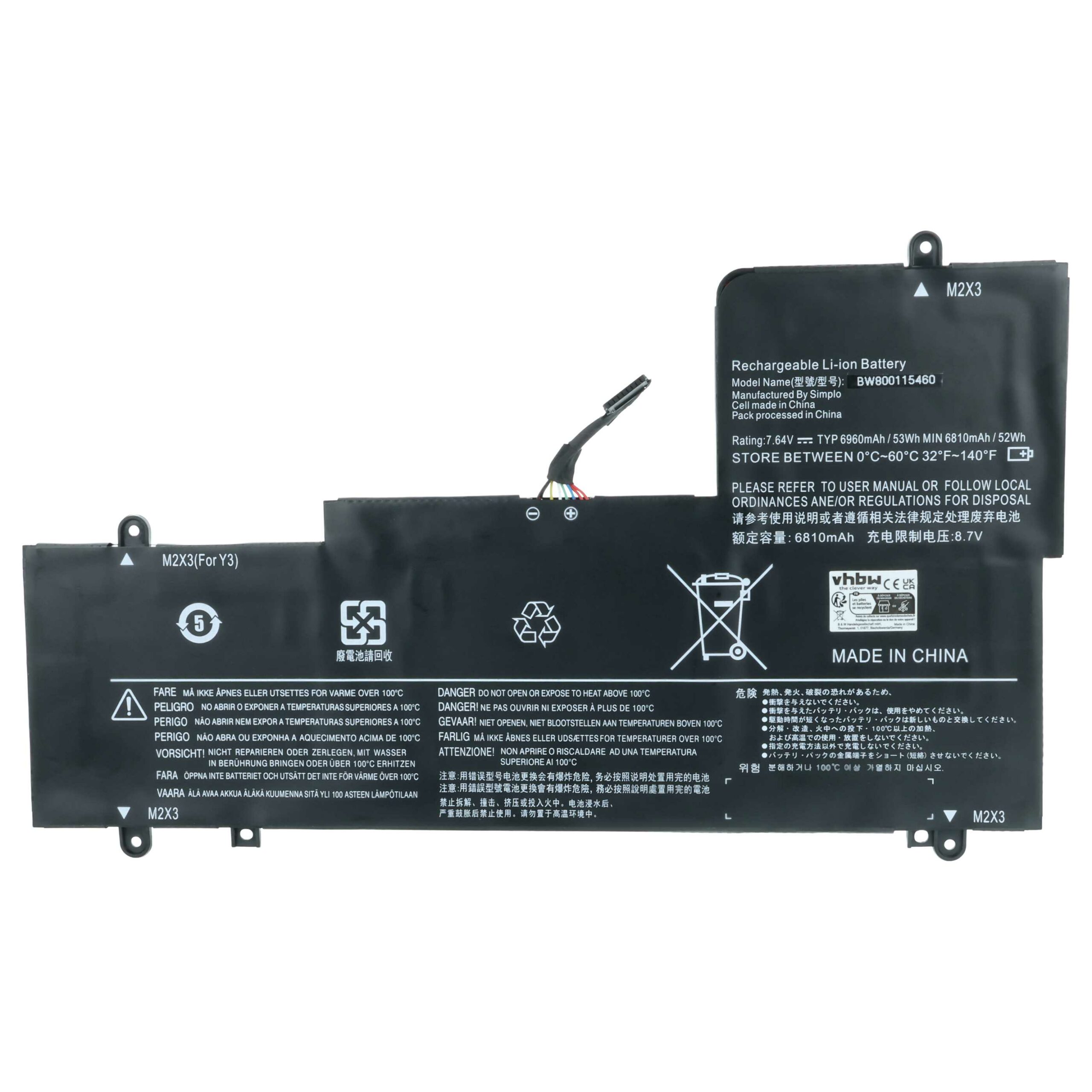 Bateria vhbw para Lenovo - 6960 mAh 7.64 V Li-Polymer (5B10K90802, L15M4PC2, L15L4PC2, 5B10K90778) - Image 3