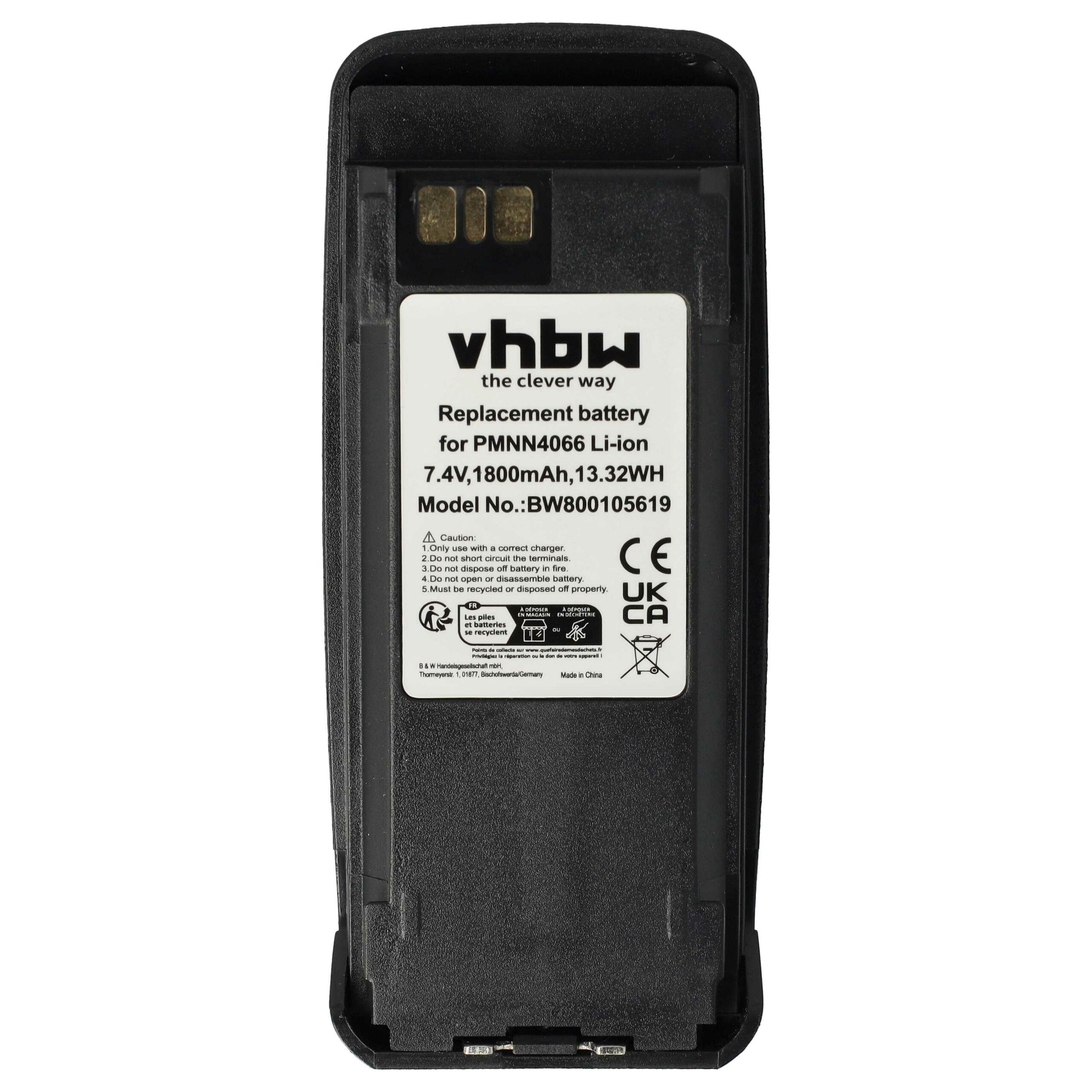 Bateria para Rádio Motorola NNTN4066, PMNN4065, NNTN4077, NNTN4103 - 1800 mAh 7.4 V Li-Ion com Clipe - Image 3