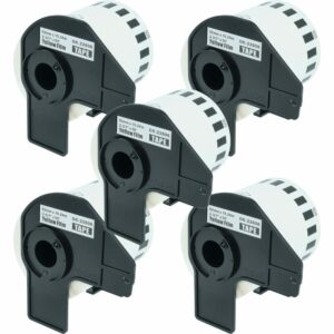 5x Rolo de Etiquetas Compatível com Brother DK-22606 - Premium 62 mm x 15.24 m + Suporte