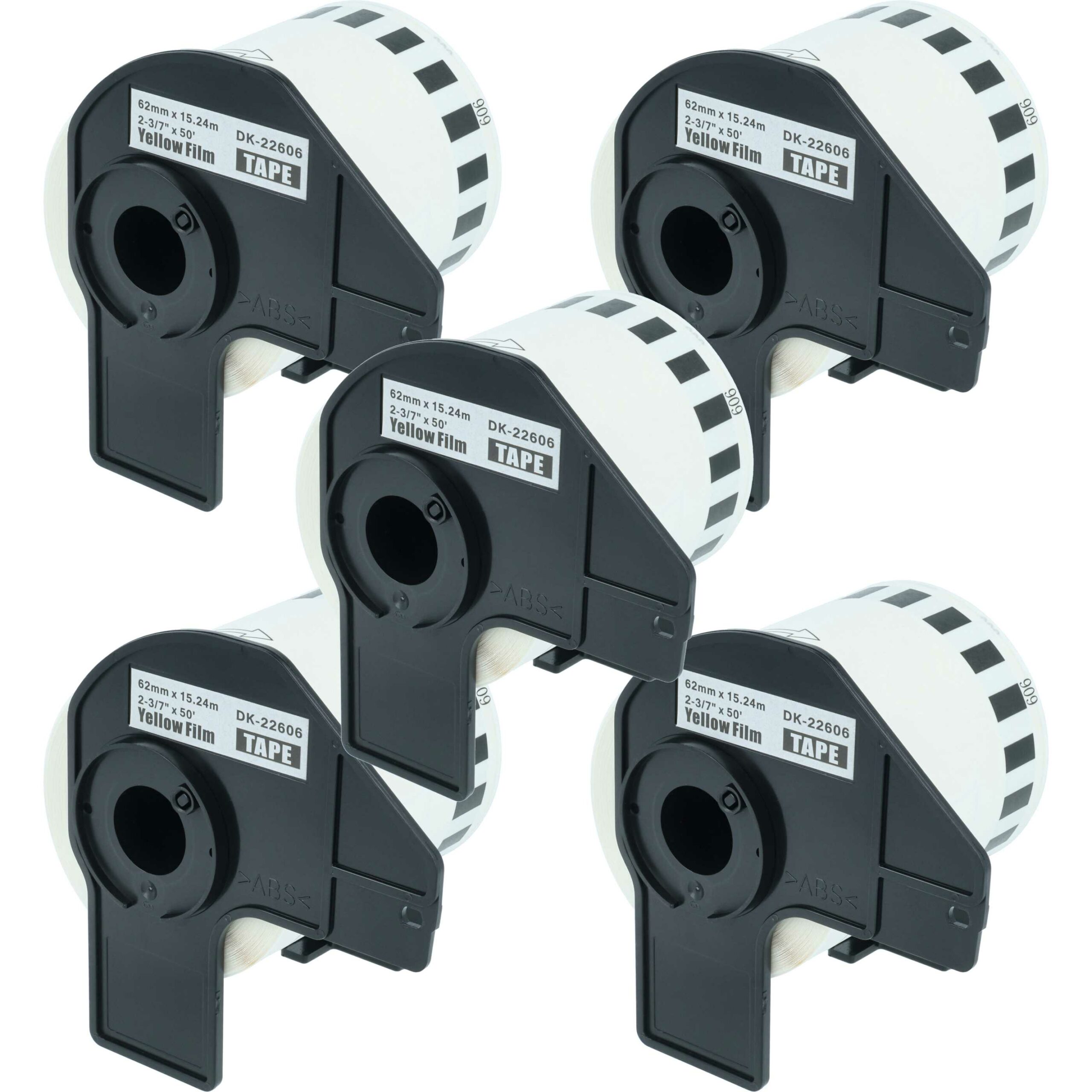 5x Rolo de Etiquetas Compatível com Brother DK-22606 - Premium 62 mm x 15.24 m + Suporte