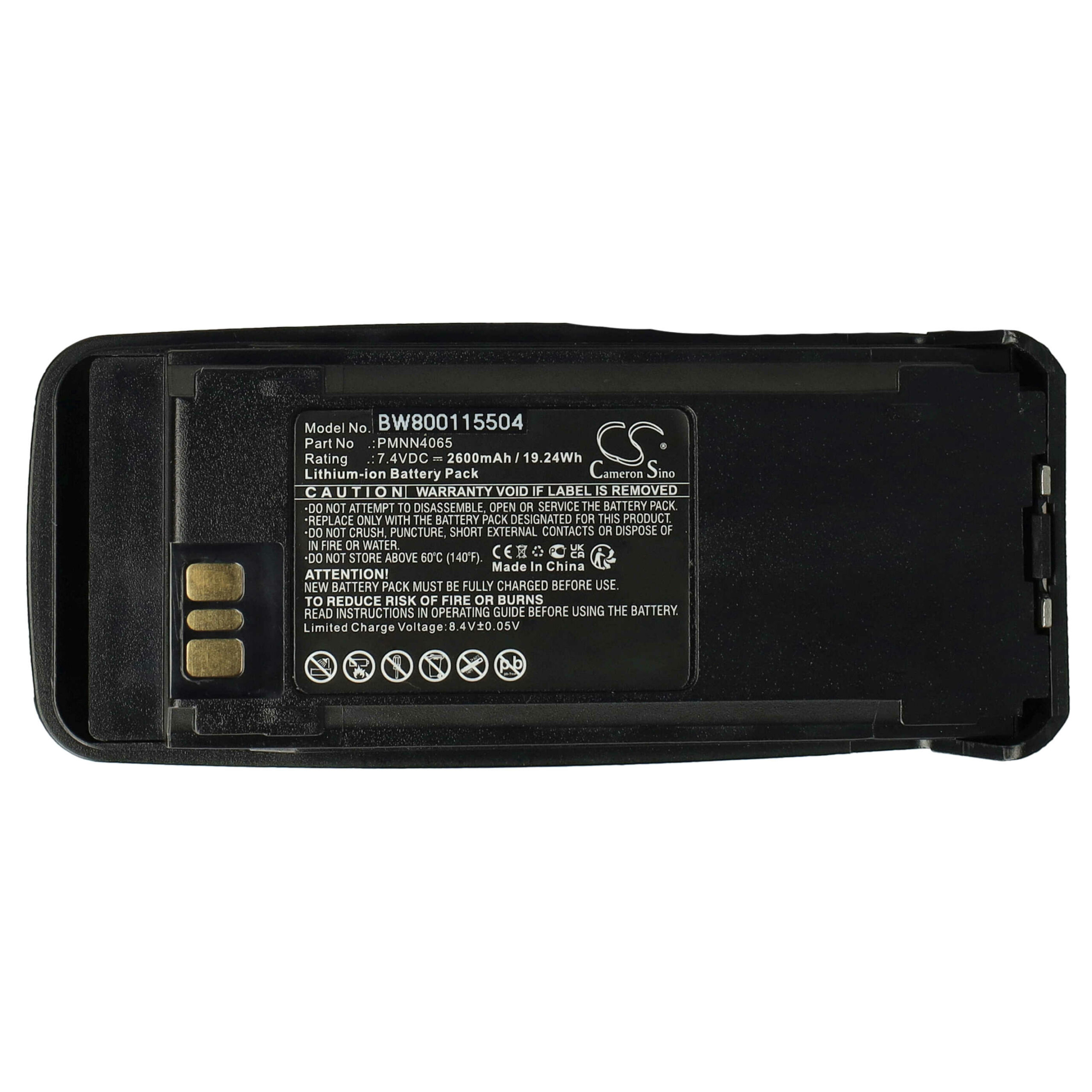 Bateria vhbw para Motorola NNTN4066, PMNN4065, NNTN4077, NNTN4103 - 2600 mAh 7.4 V Li-Ion com Clip