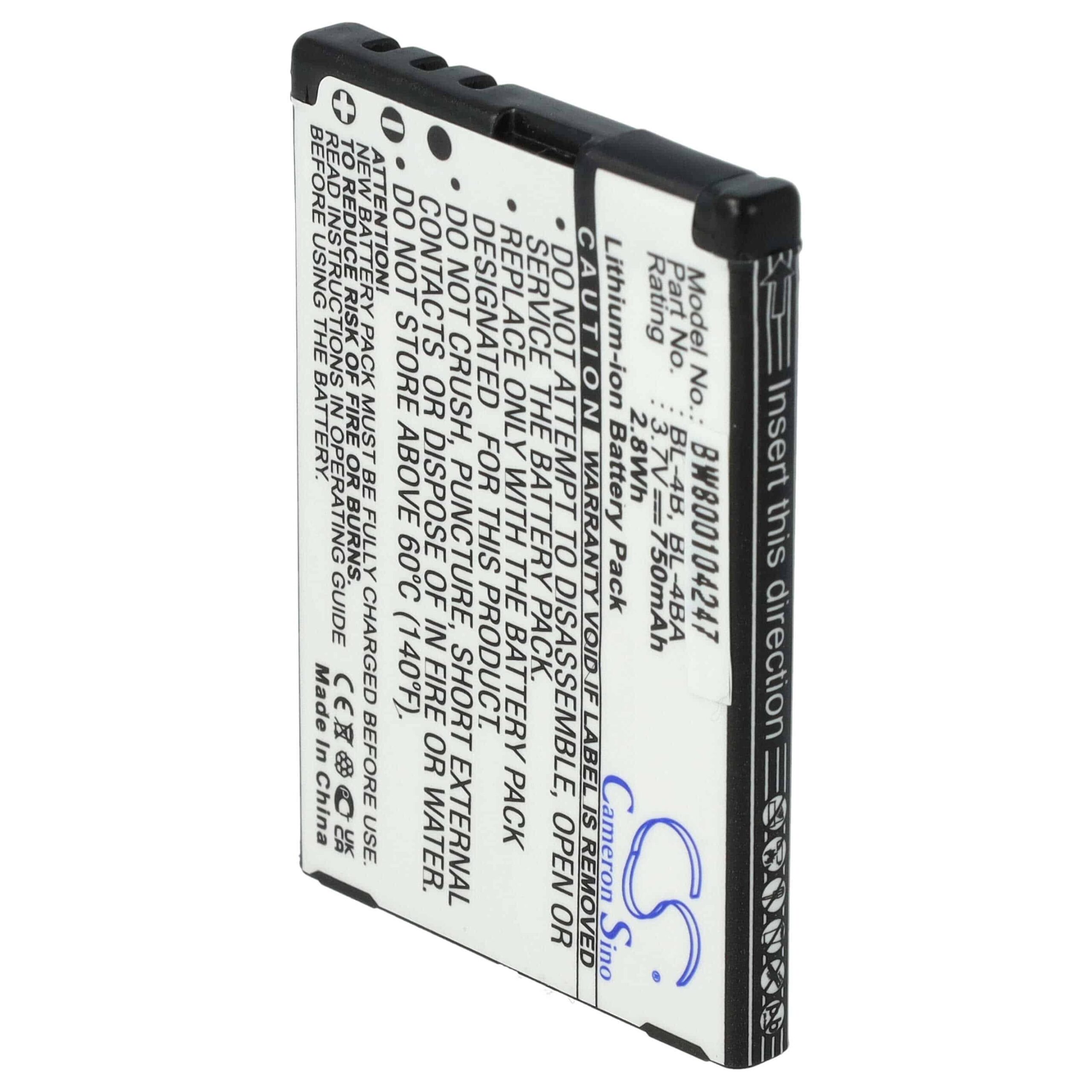 Bateria vhbw para Nokia BL-4BA, BL-4B - 800 mAh 3.7 V Li-Ion - Image 3