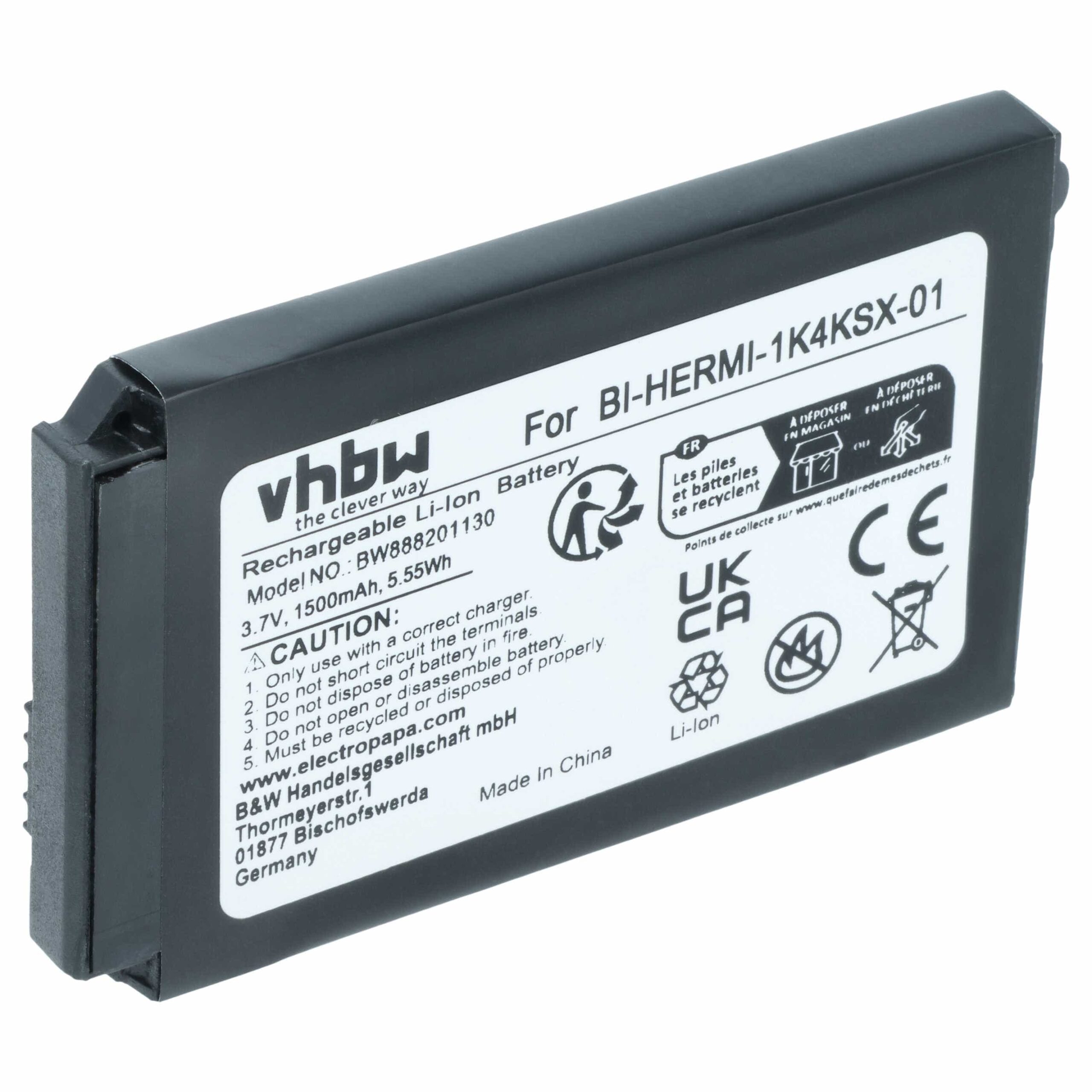 Bateria vhbw para telefone Cisco BI-HERMI-1K4KSX-01 - 1500 mAh 3.7 V Li-Ion