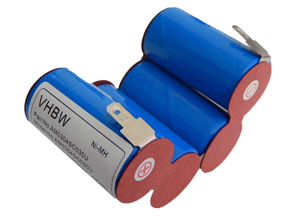 Bateria vhbw 3000mAh 4.8V NiMH para aspiradores AEG - Substitui 9000866004, 900086003, 302016, 63BCC01