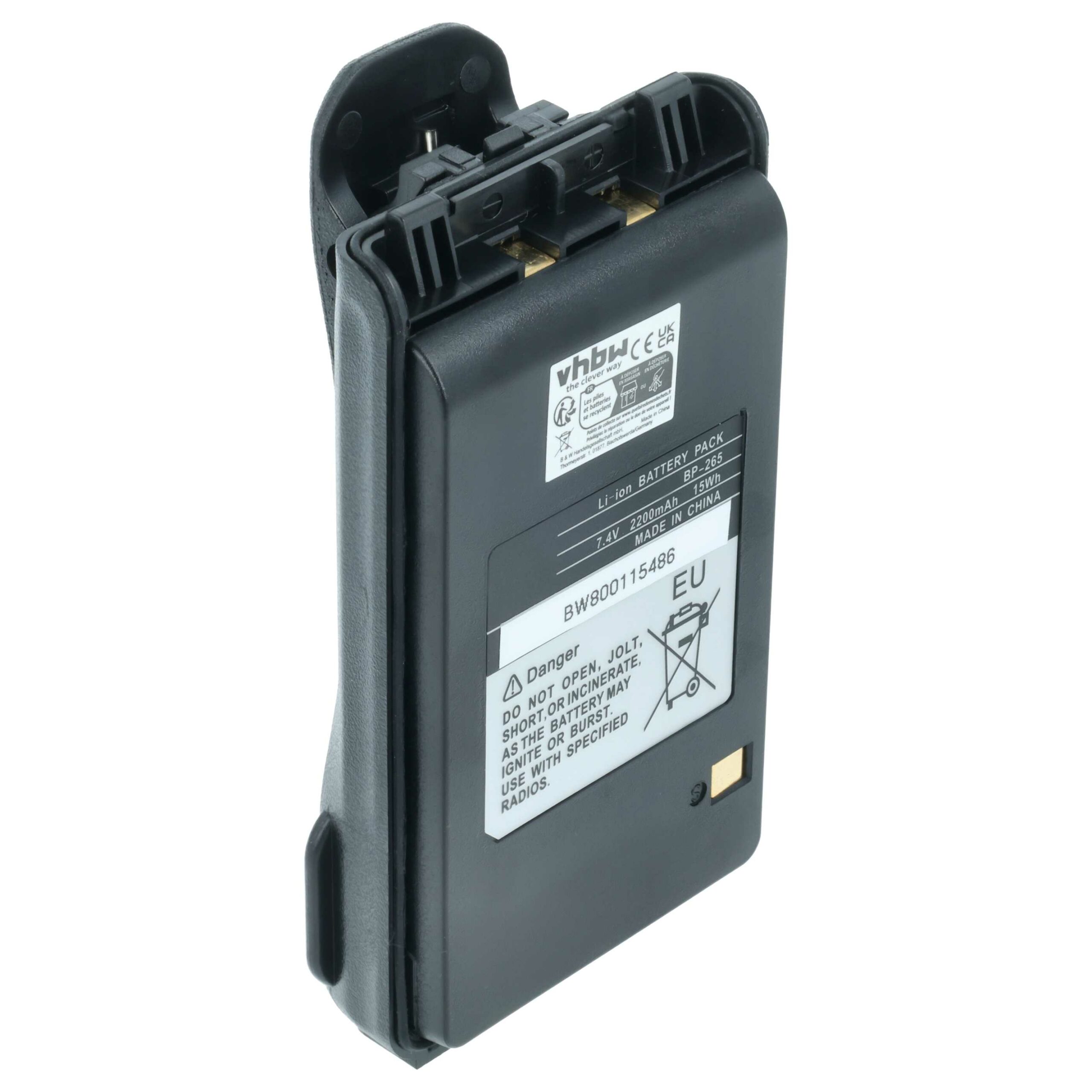 Bateria para Rádio Icom BP-265LI, BP-265 - 2200 mAh 7.4 V Li-Ion + Clip de Cinto