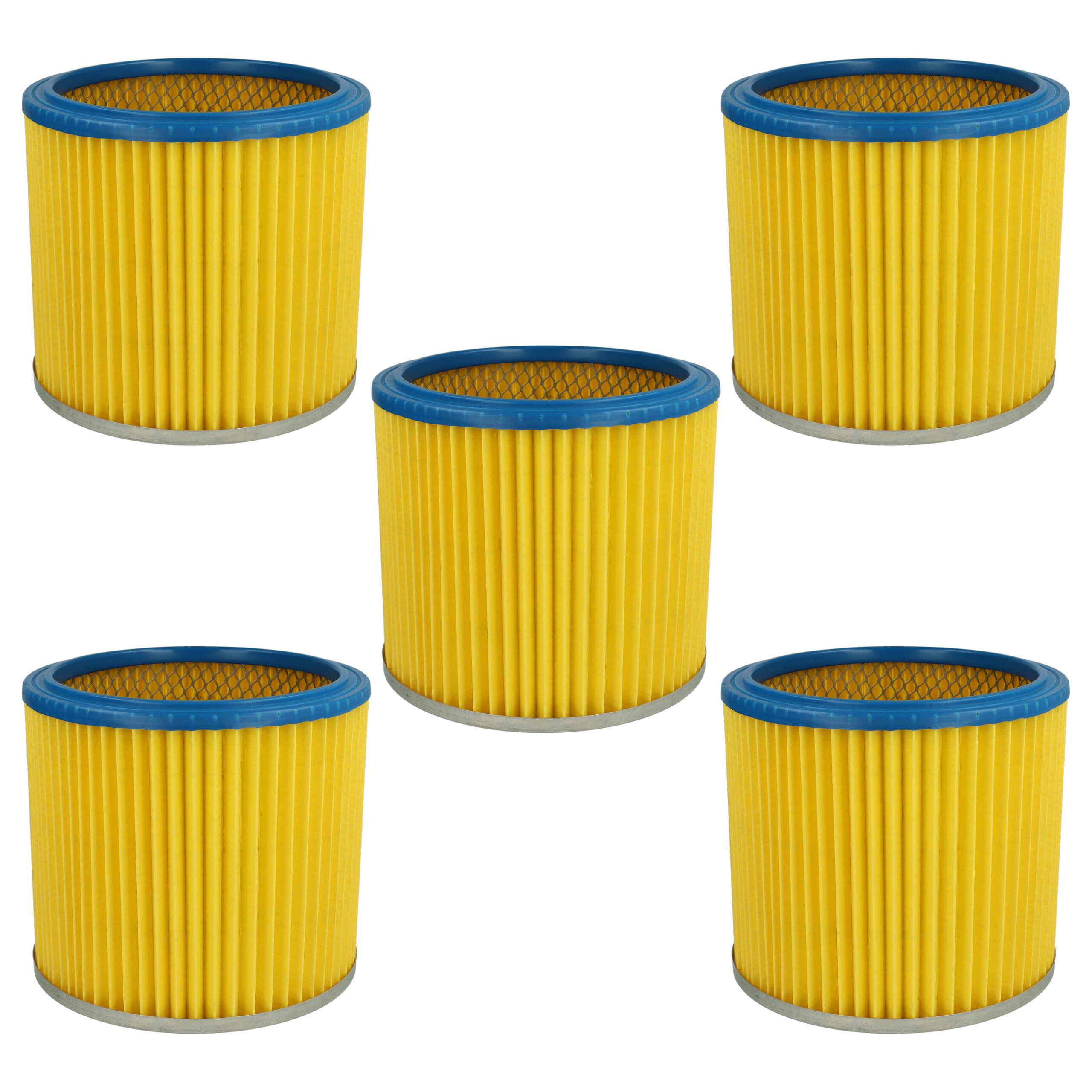 5x Filtro de Substituição vhbw para Aspiradores Einhell 2351110, Güde, Parkside, Rowenta e Kärcher - Azul/Amarelo