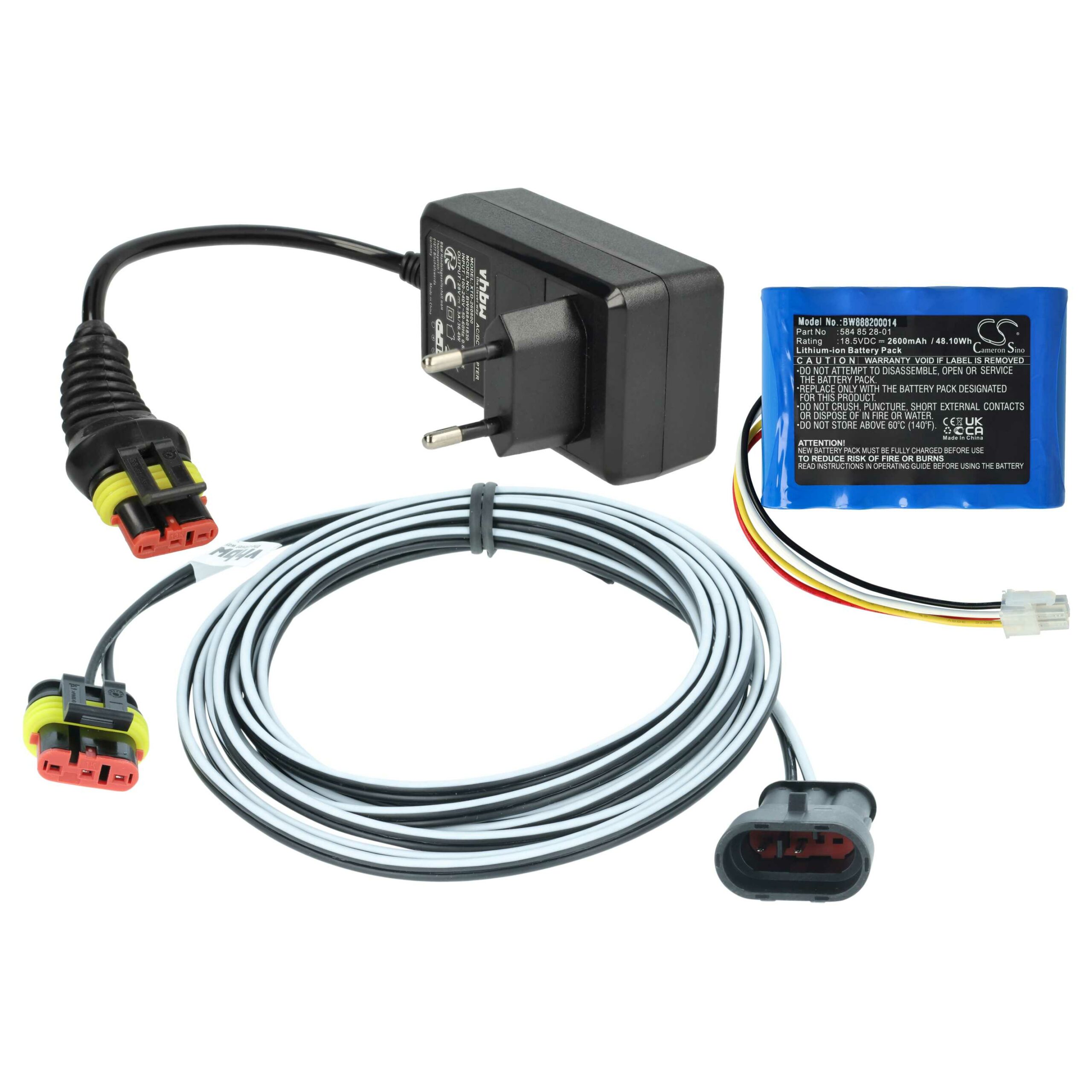 Bateria e Carregador vhbw 2600mAh para cortadores de relva robóticos Gardena, Husqvarna, McCulloch, Flymo